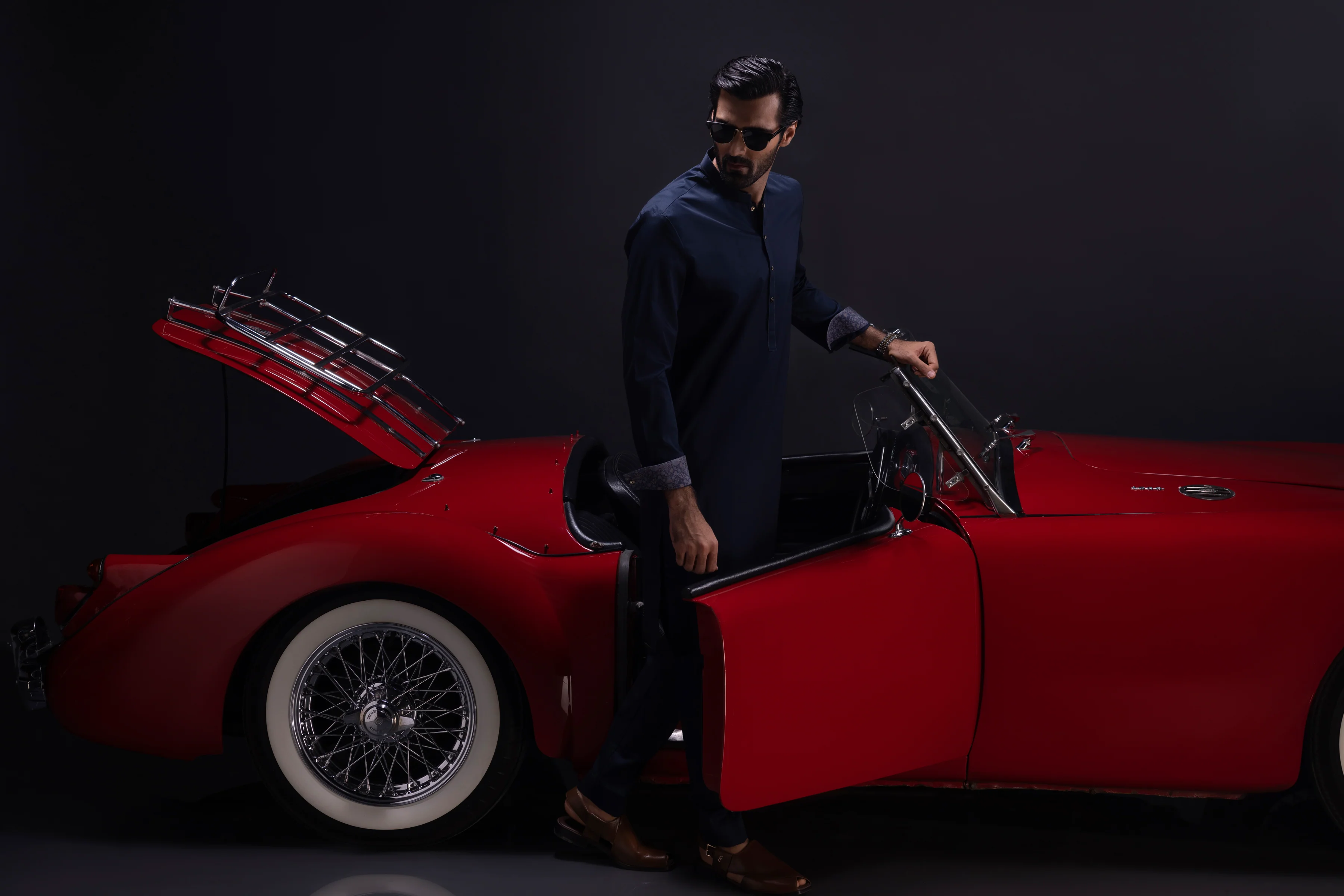 NAVY COTTON KURTA TROUSERS | CCMKT-S-US-39368-1/4 - OSLO - Image 5