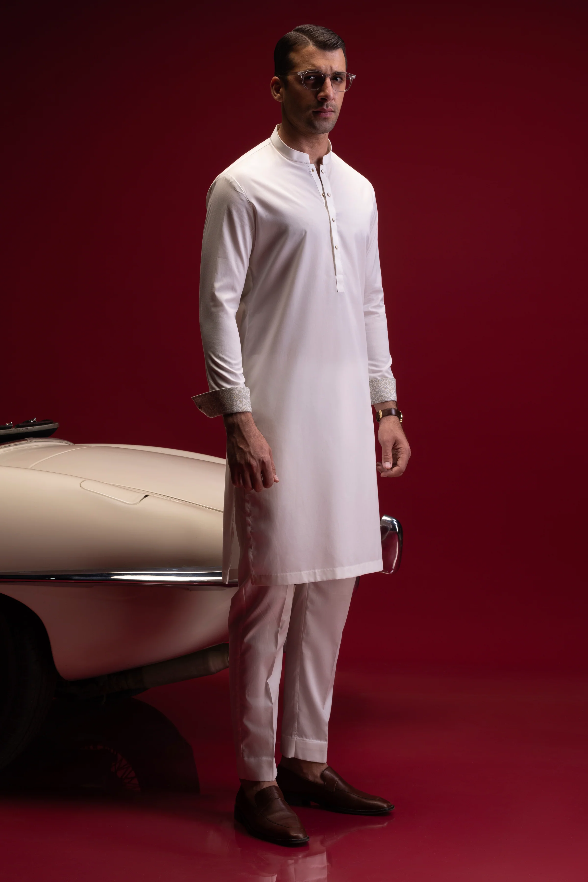 MILKY WHITE COTTON KURTA TROUSERS | CCMKT-S-US-39368-2/4 - OSLO - Image 4