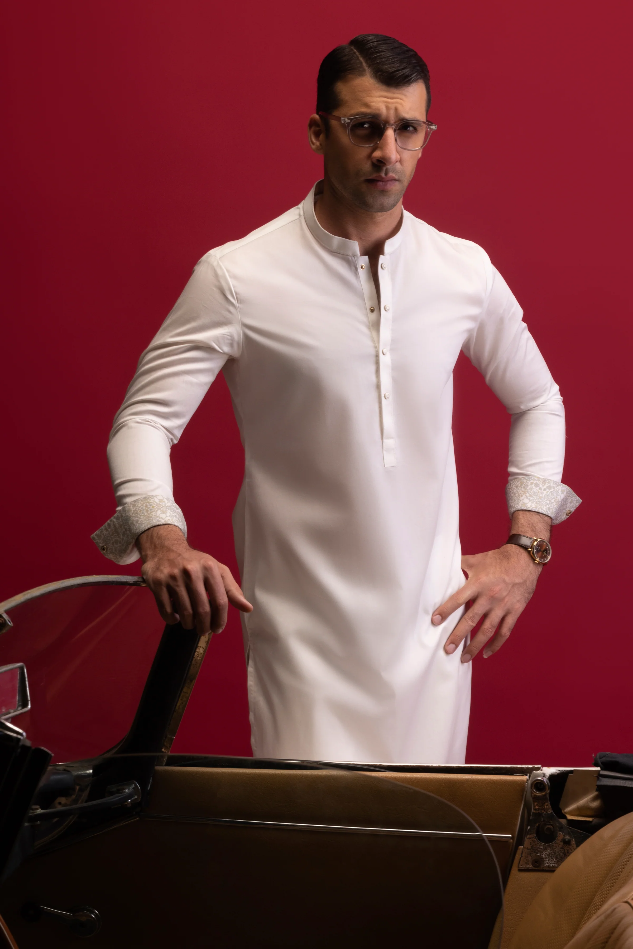 MILKY WHITE COTTON KURTA TROUSERS | CCMKT-S-US-39368-2/4 - OSLO - Image 5