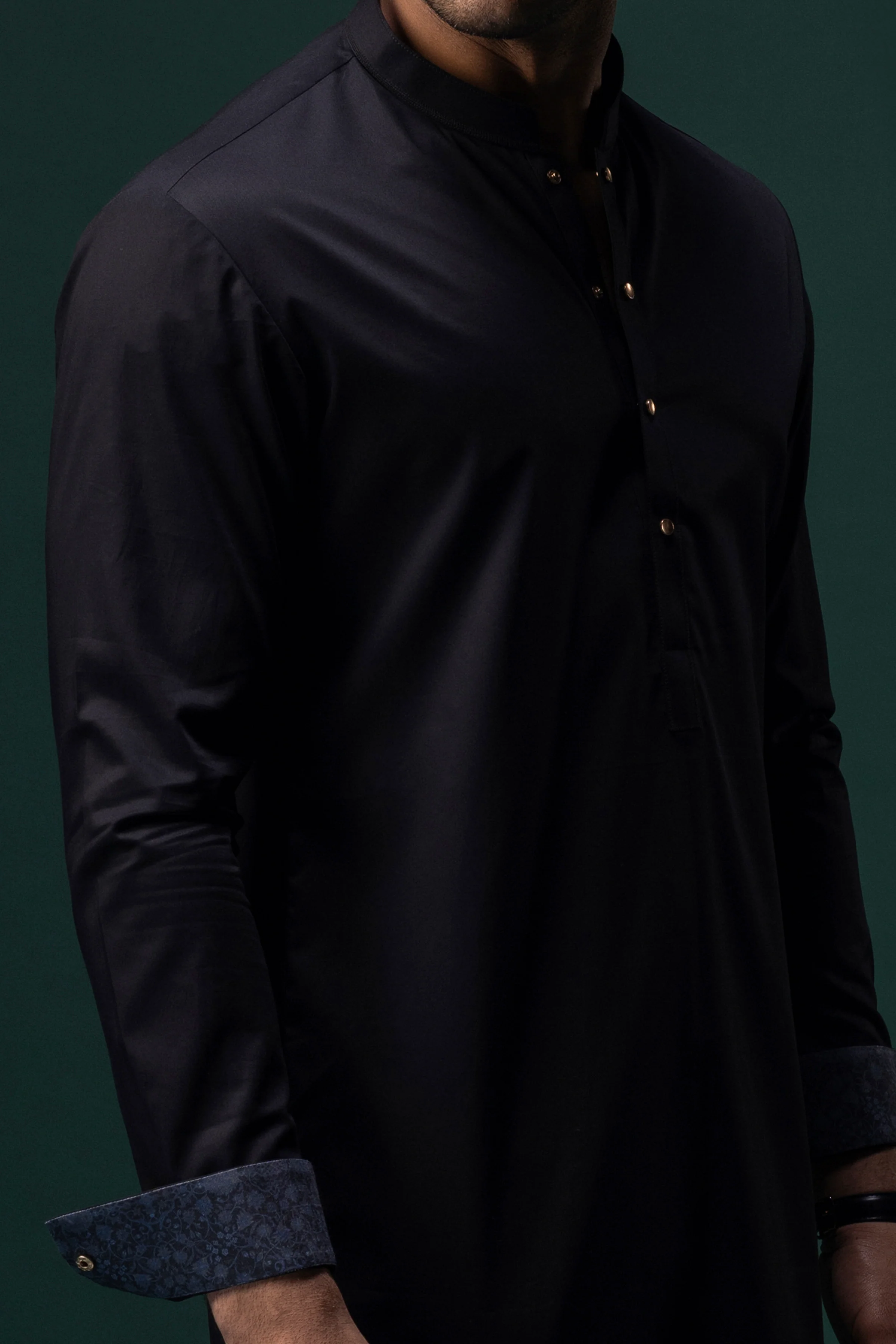 BLACK COTTON KURTA TROUSERS | CCMKT-S-US-39368-4/4 - OSLO - Image 2