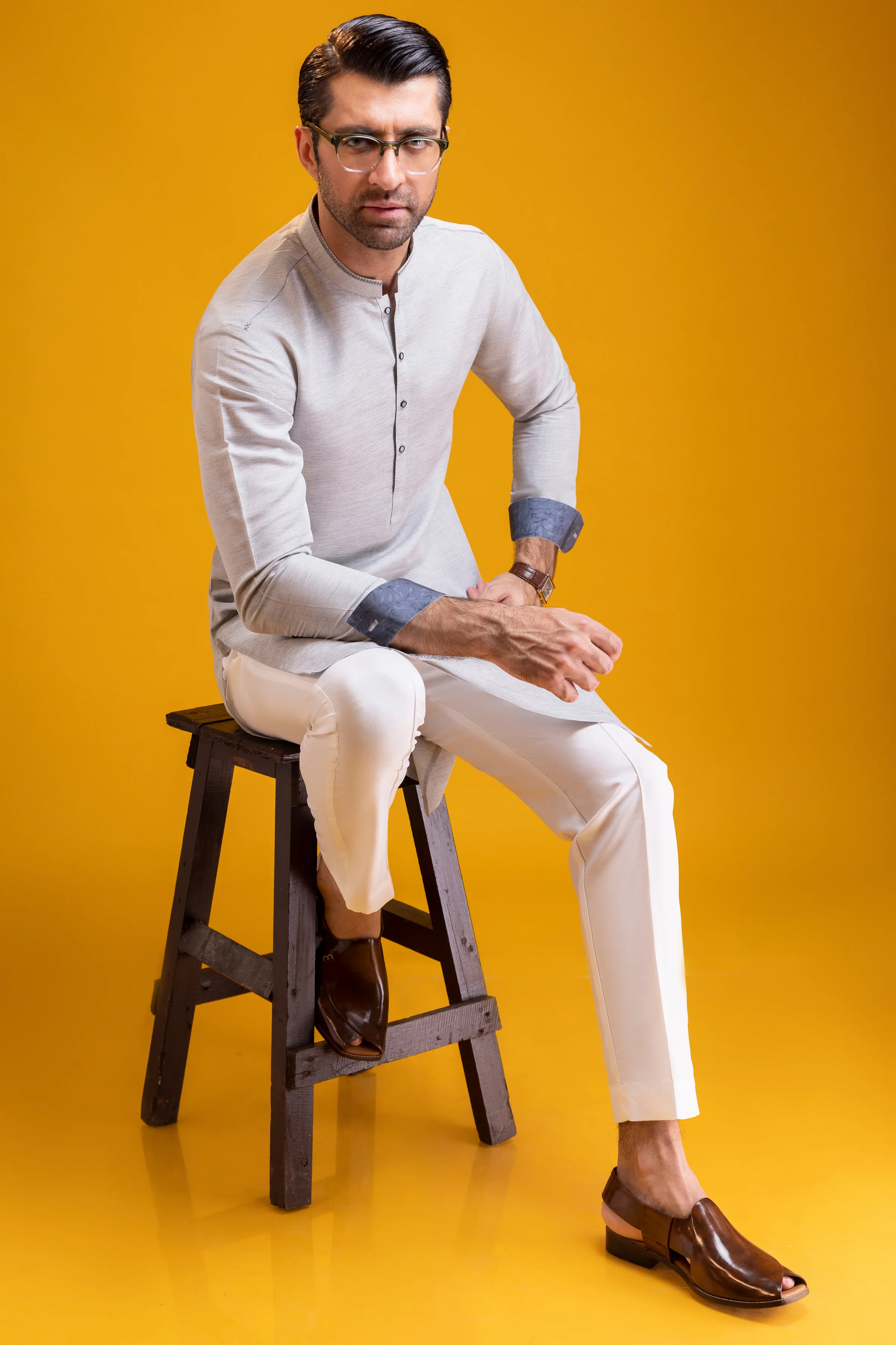 LIGHT GREY BLENDED KURTA TROUSERS | CCMKT-S-US-39370-2/4 - STOCKHOLM - Image 4