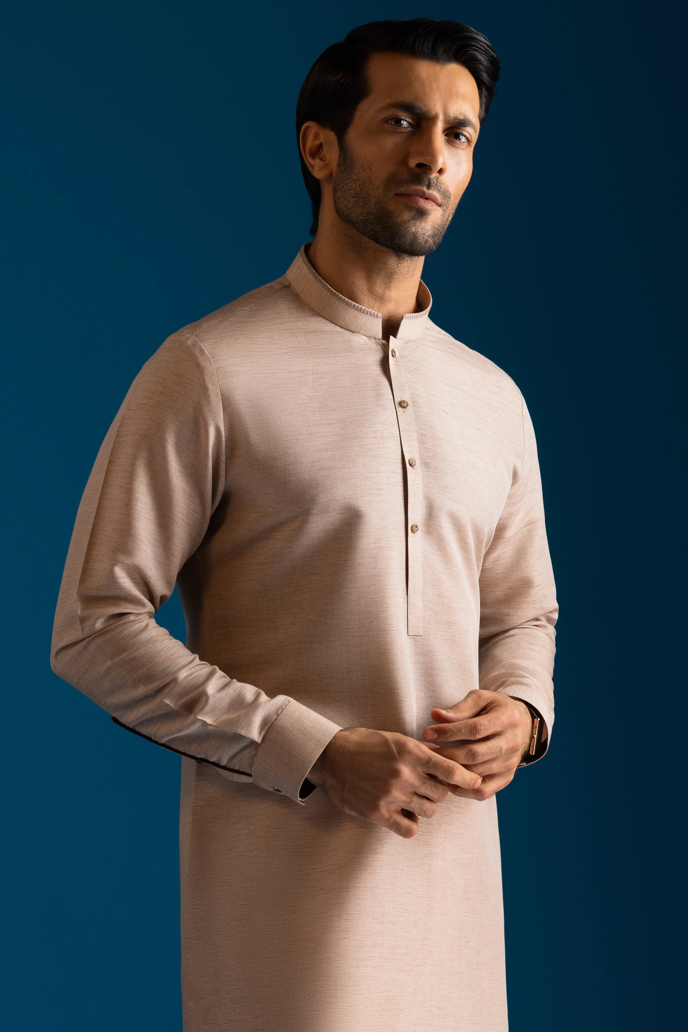 LIGHT BROWN BLENDED KURTA TROUSERS | CCMKT-S-US-39370-4/4 - STOCKHOLM - Image 2