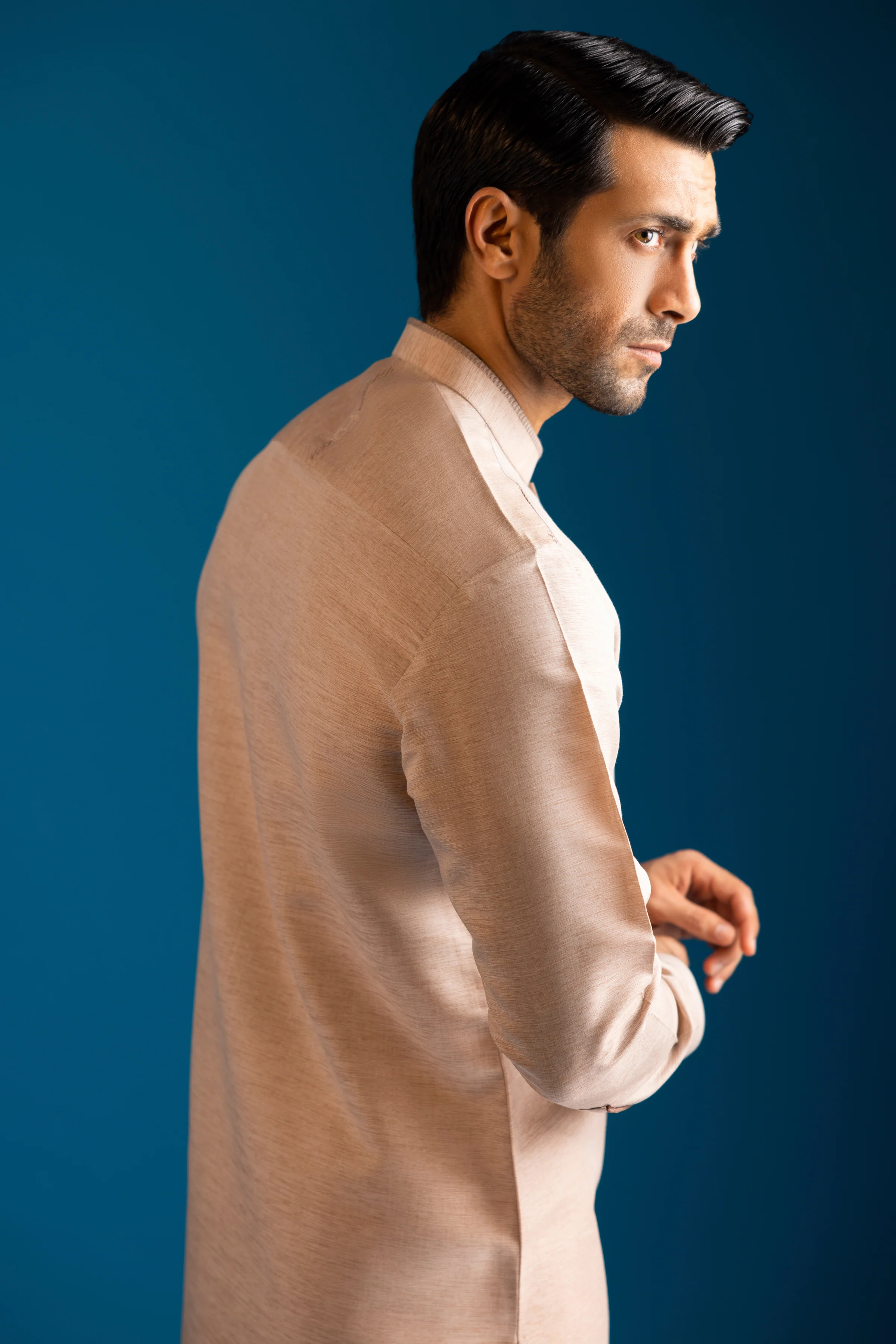 LIGHT BROWN BLENDED KURTA TROUSERS | CCMKT-S-US-39370-4/4 - STOCKHOLM - Image 3