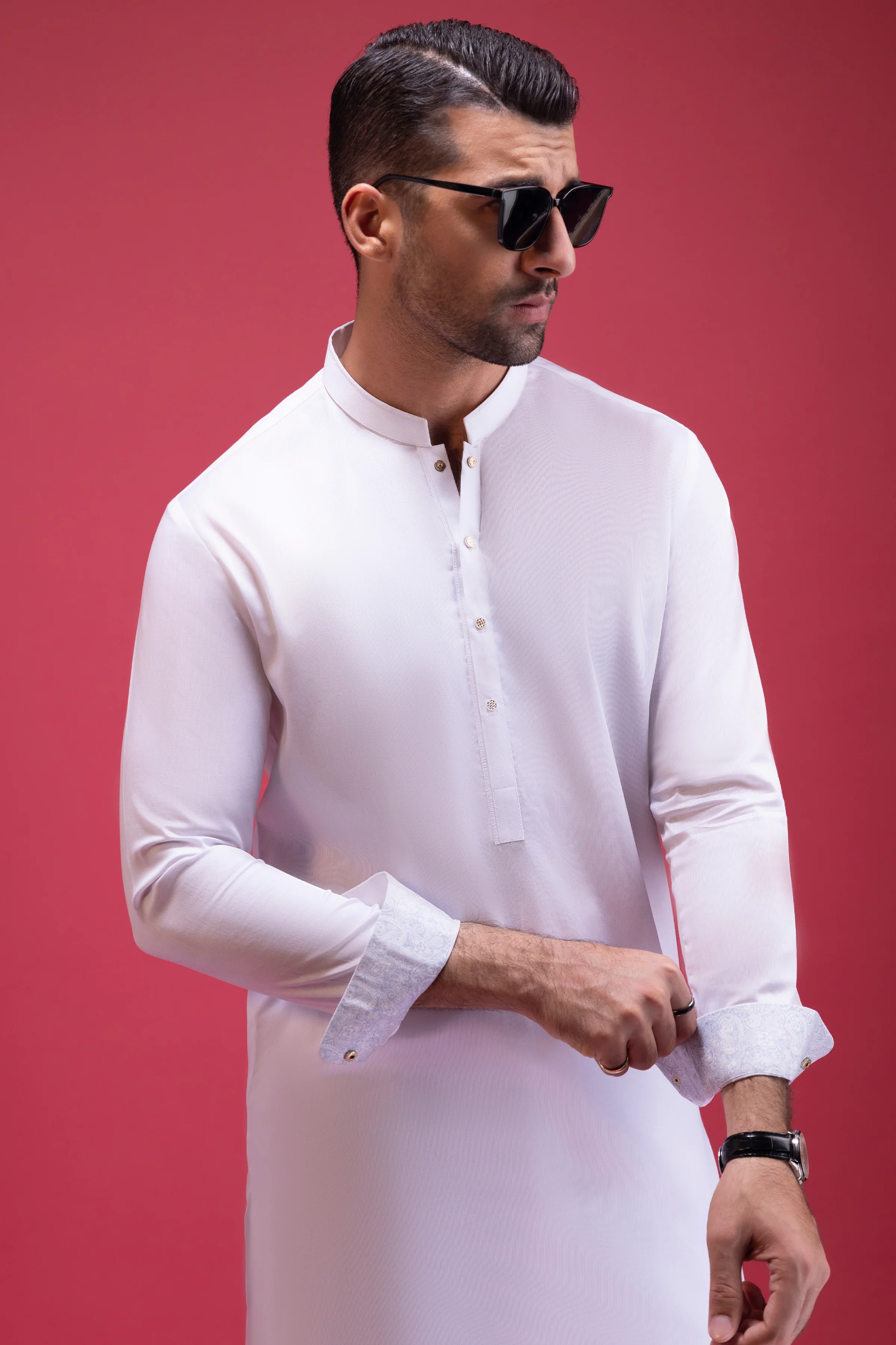 WHITE COTTON KURTA TROUSERS | CCMKT-S-US-39374-2/4 - ANDORRA - Image 2