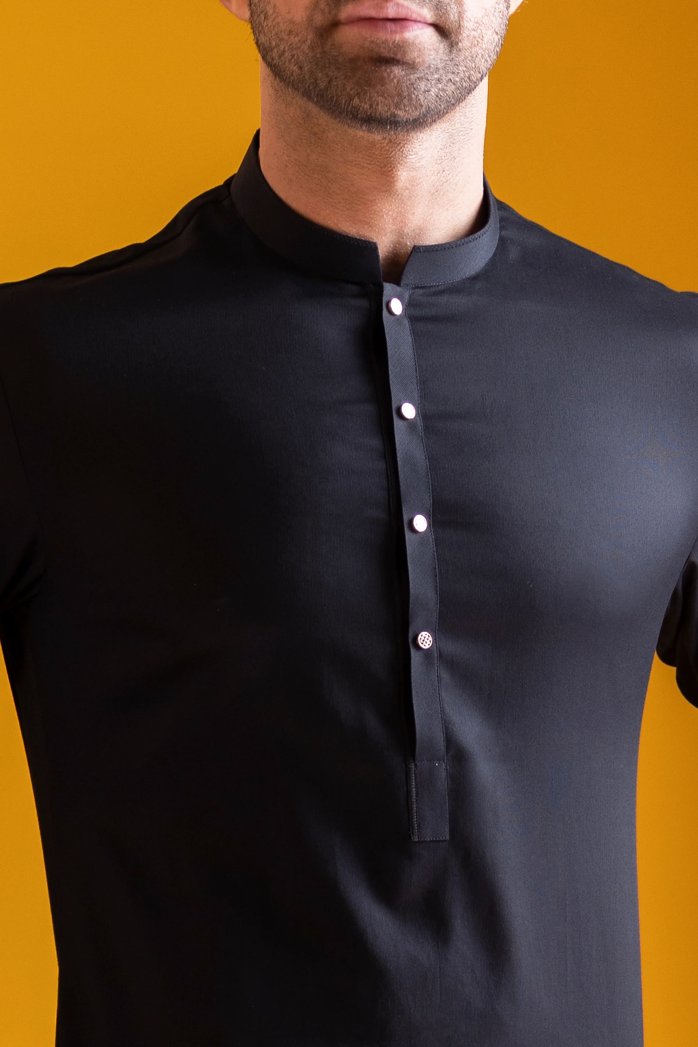 BLACK COTTON KURTA TROUSERS | CCMKT-S-US-39374-3/4 - ANDORRA - Image 3