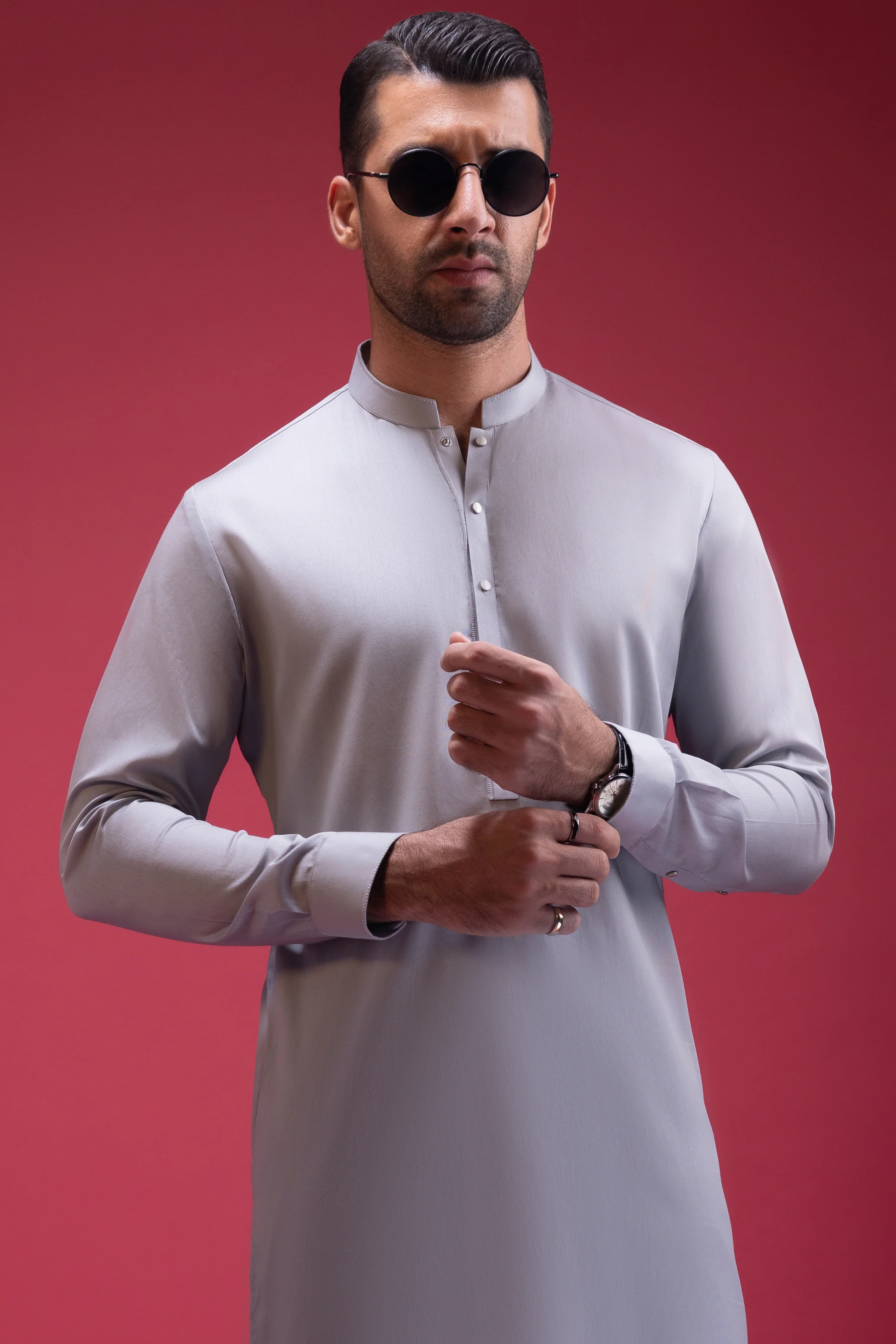 GREY COTTON KURTA TROUSERS | CCMKT-S-US-39374-4/4 - ANDORRA - Image 2