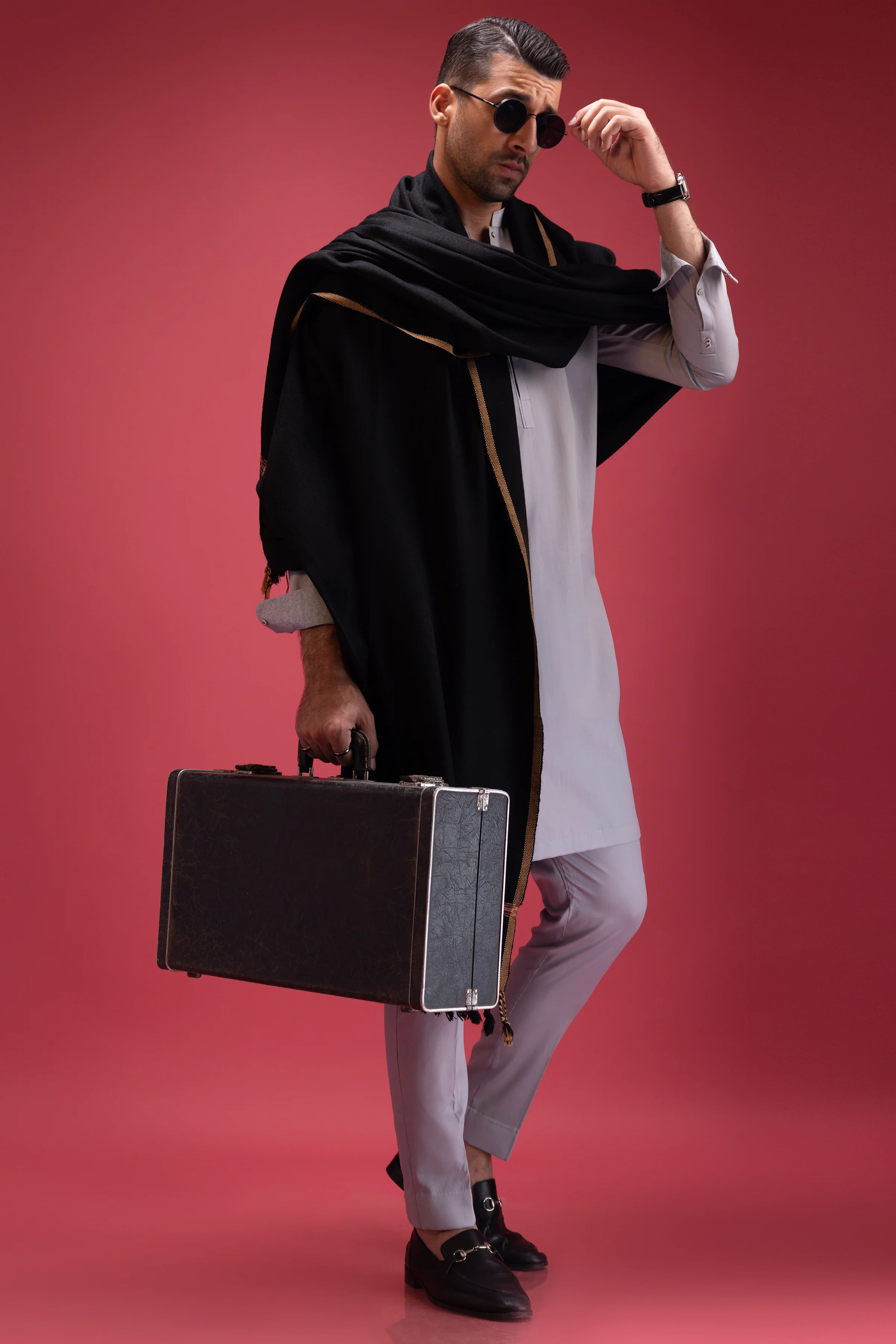 GREY COTTON KURTA TROUSERS | CCMKT-S-US-39374-4/4 - ANDORRA - Image 3