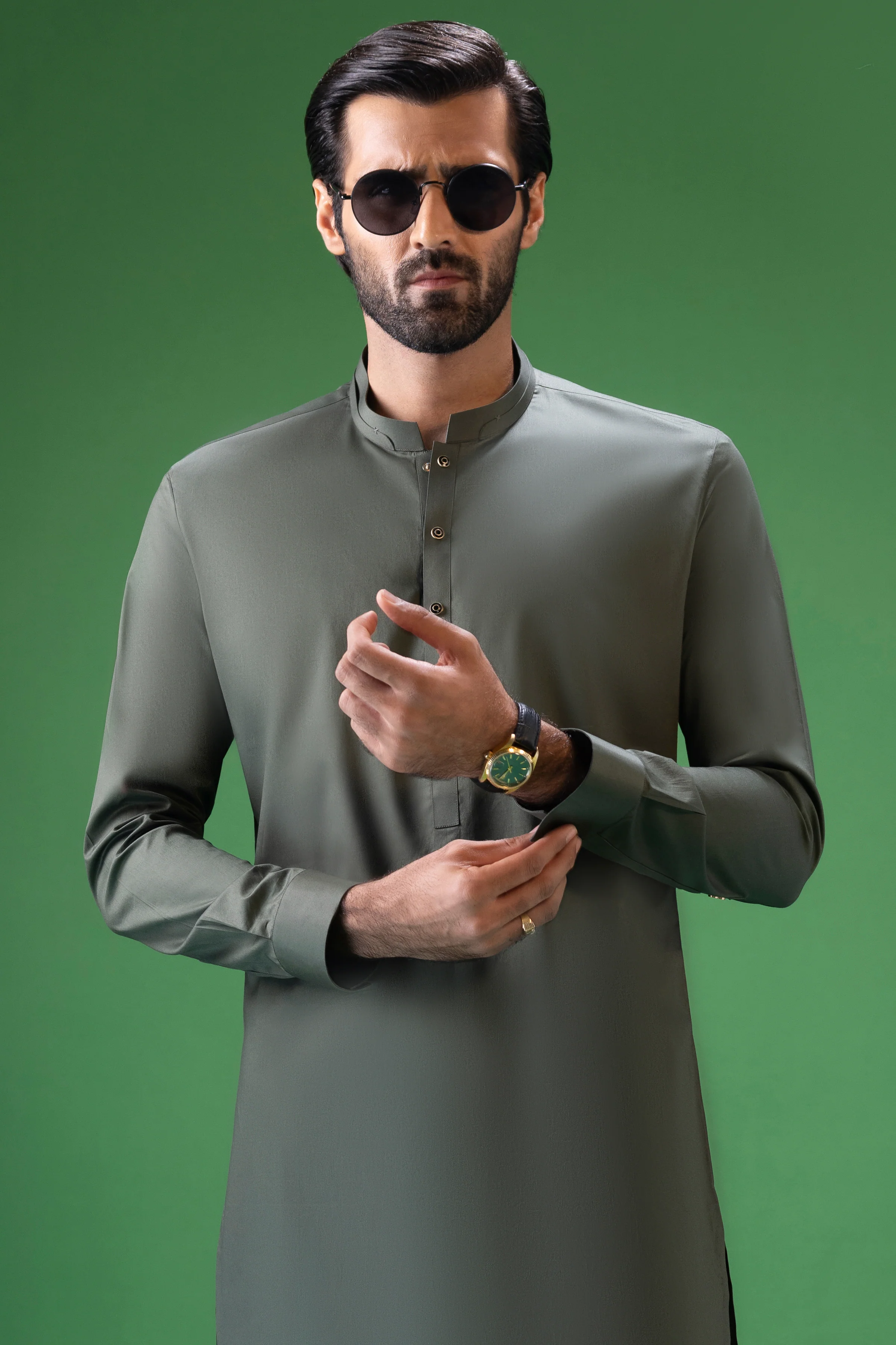 OLIVE COTTON KURTA TROUSERS | CCMKT-S-US-39378-1/3 - ECUADOR - Image 4