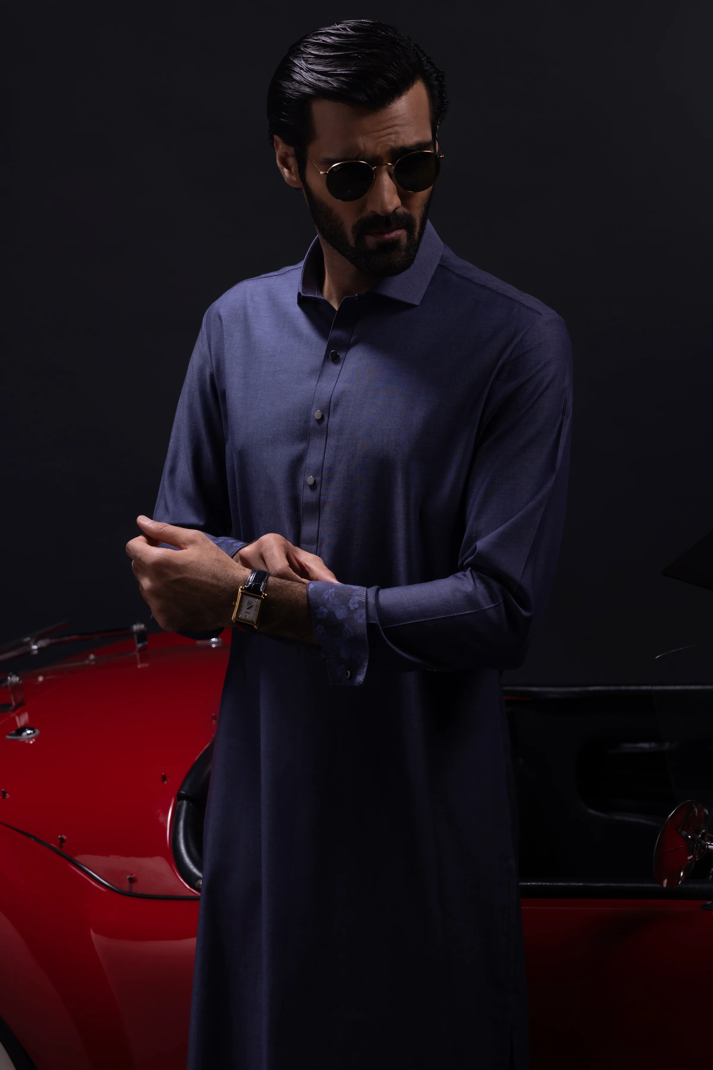 STONE BLUE COTTON KURTA TROUSERS | CCMKT-S-US-39379-2/3 - SHANGHAI - Image 5