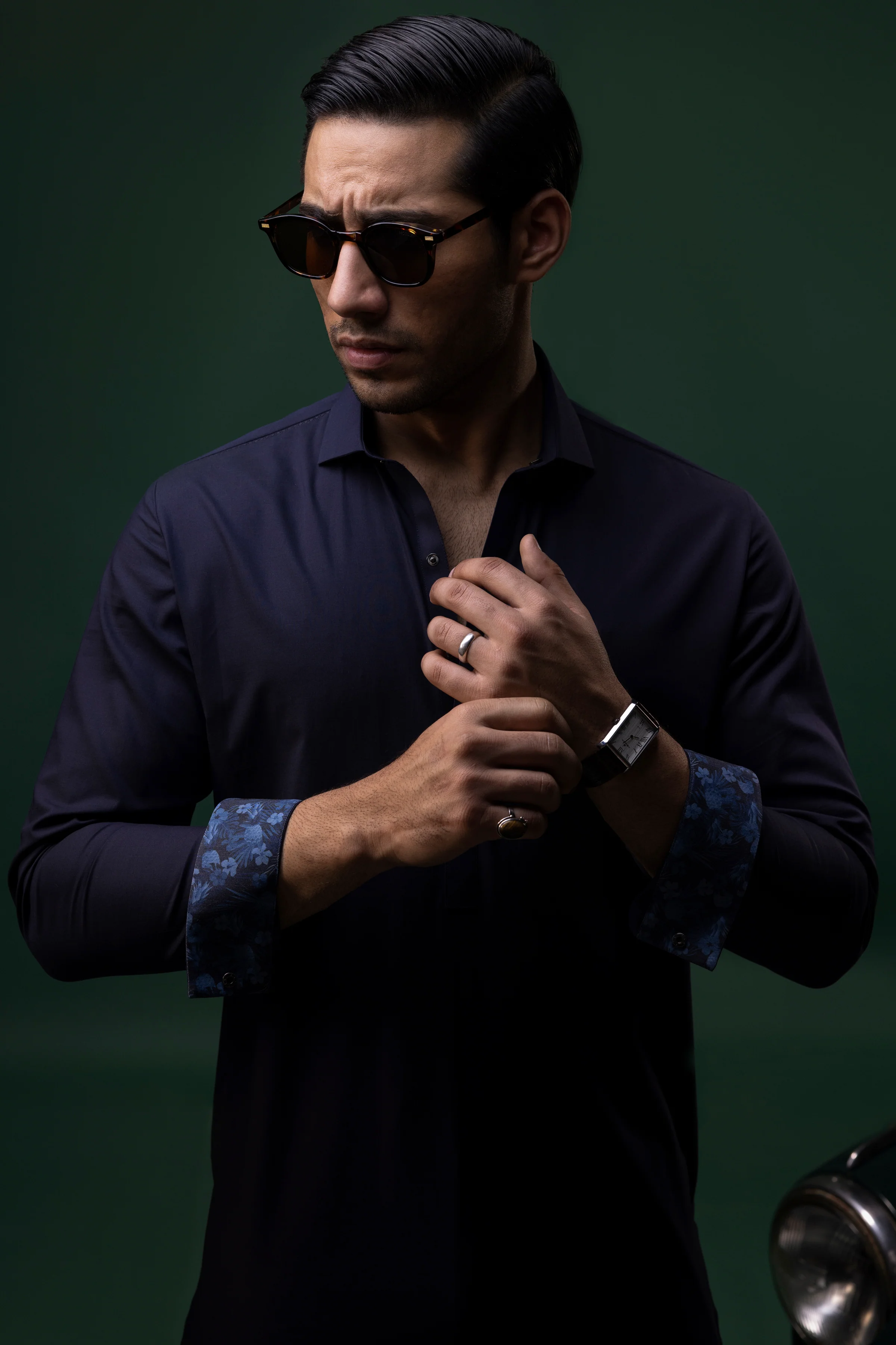 NAVY COTTON KURTA TROUSERS | CCMKT-S-US-39379-3/3 - SHANGHAI - Image 3