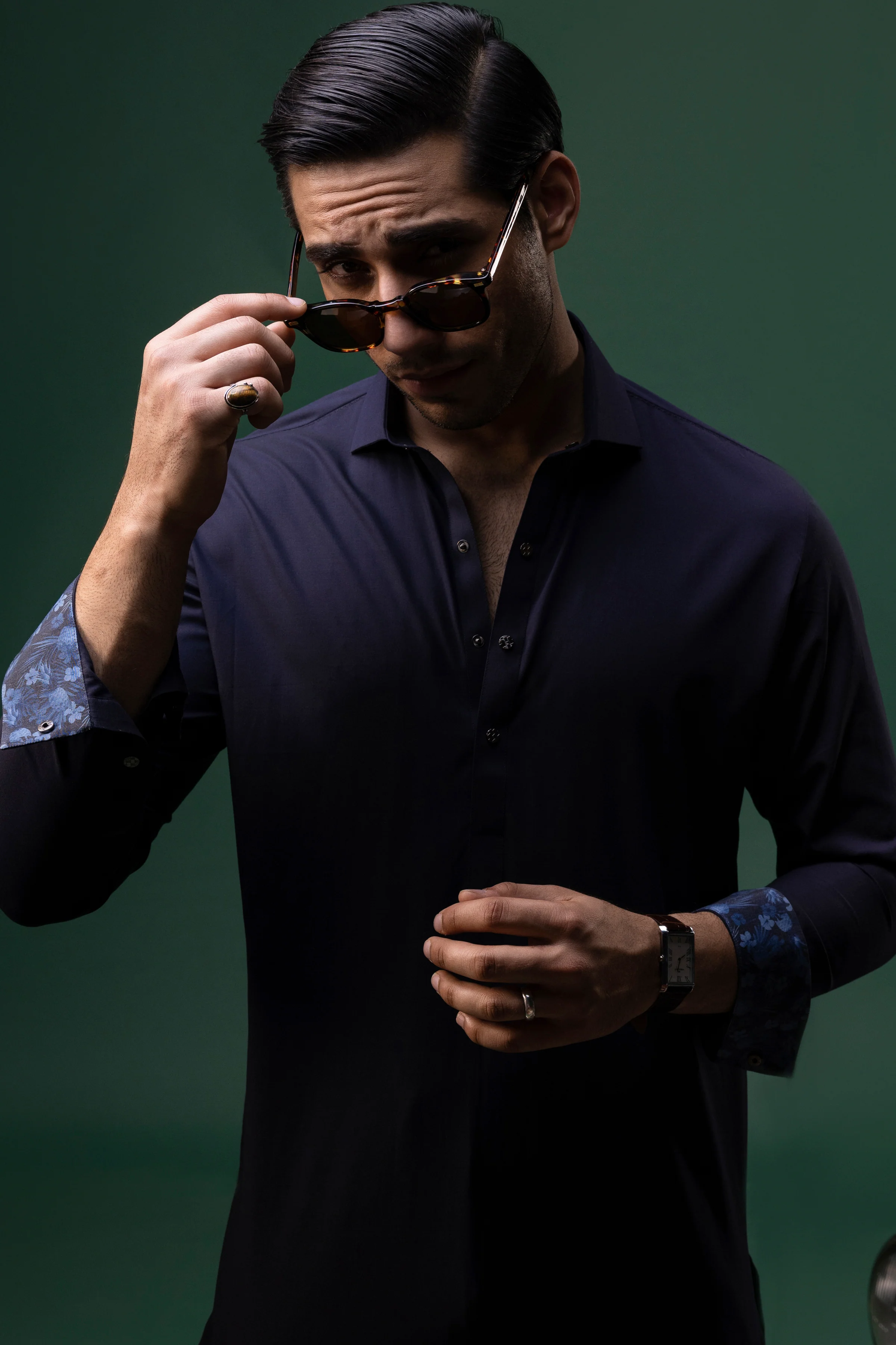 NAVY COTTON KURTA TROUSERS | CCMKT-S-US-39379-3/3 - SHANGHAI - Image 4