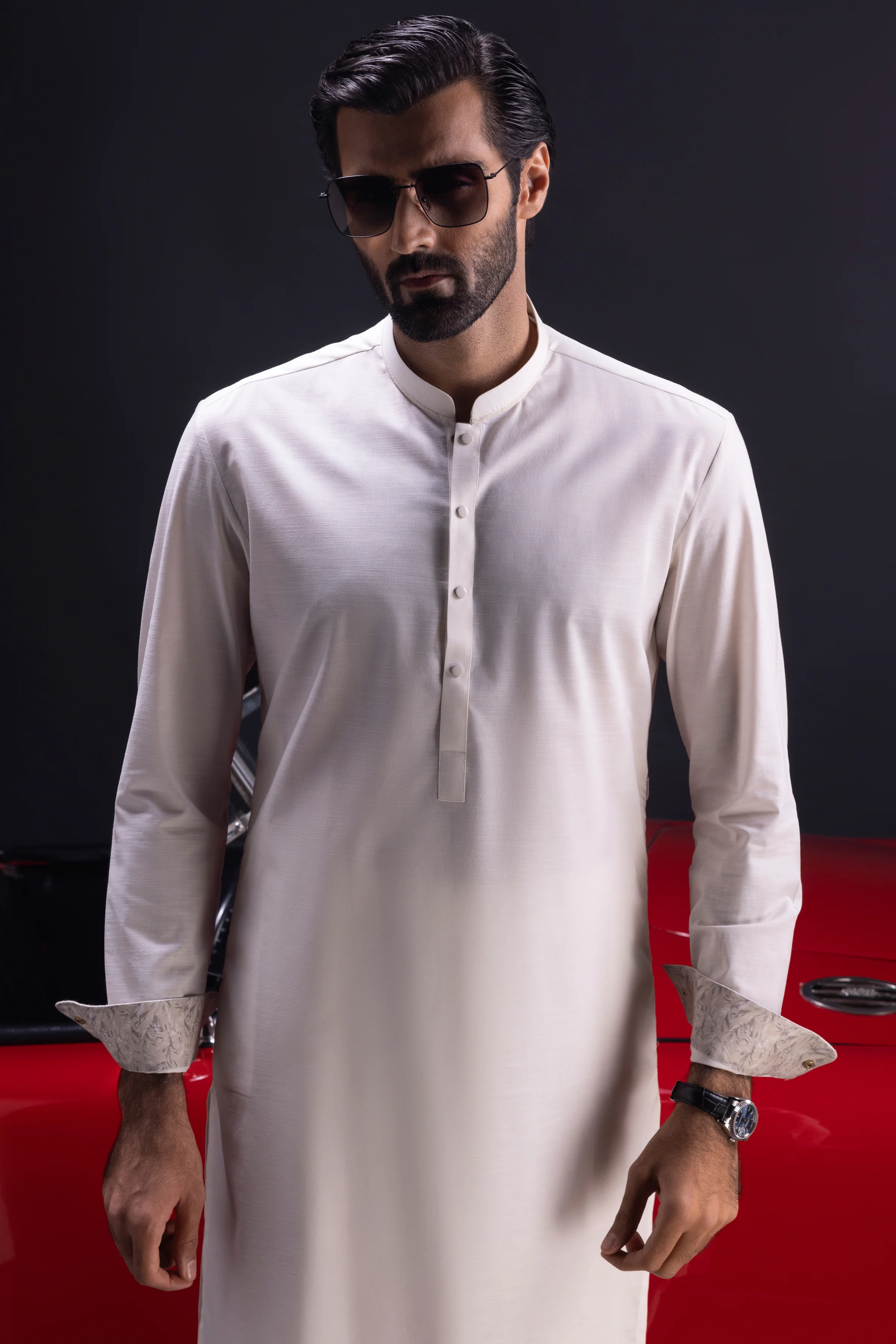 BEIGE COTTON KURTA TROUSERS | CCMKT-S-US-39380-1/4 - SERBIA - Image 2
