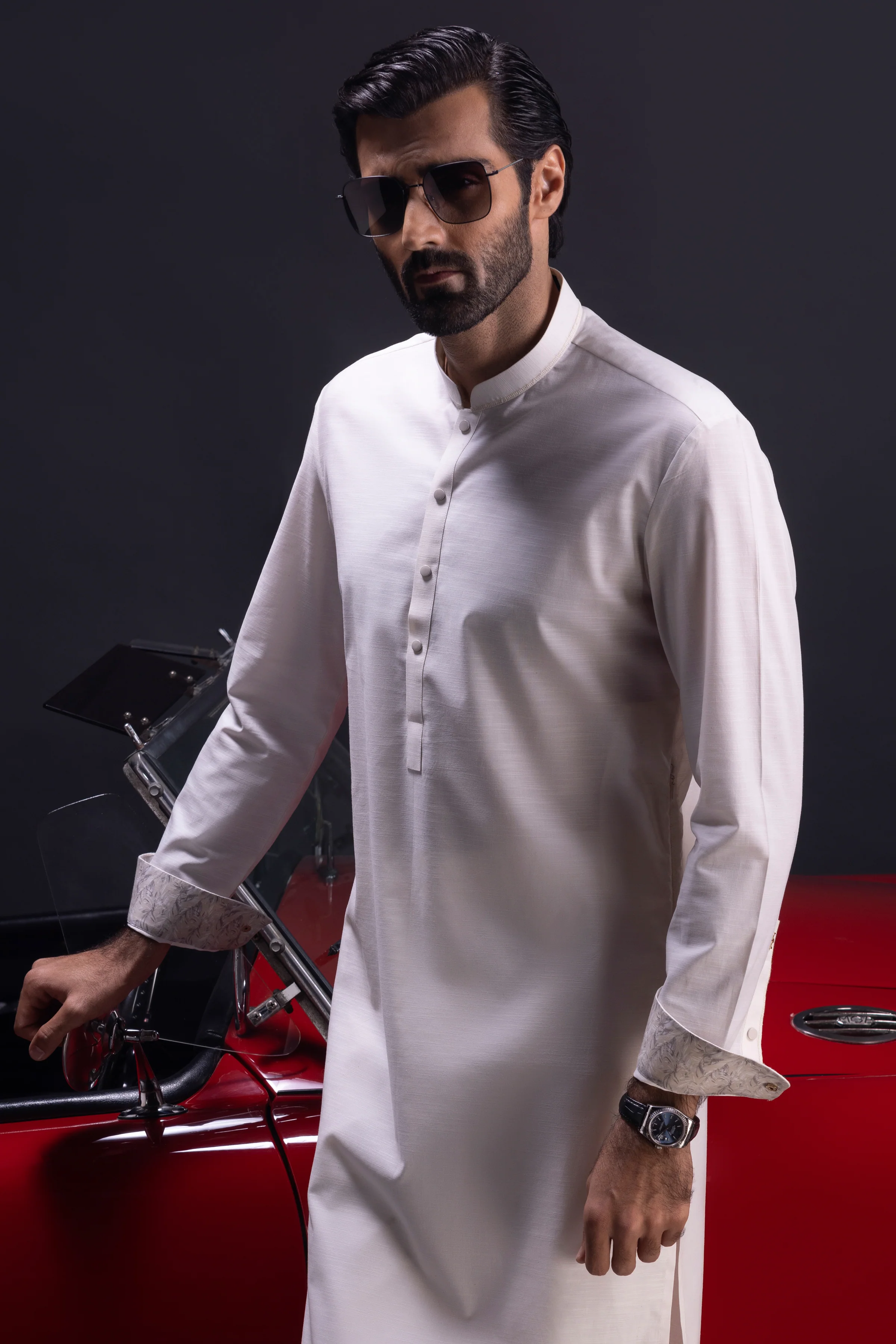 BEIGE COTTON KURTA TROUSERS | CCMKT-S-US-39380-1/4 - SERBIA - Image 4