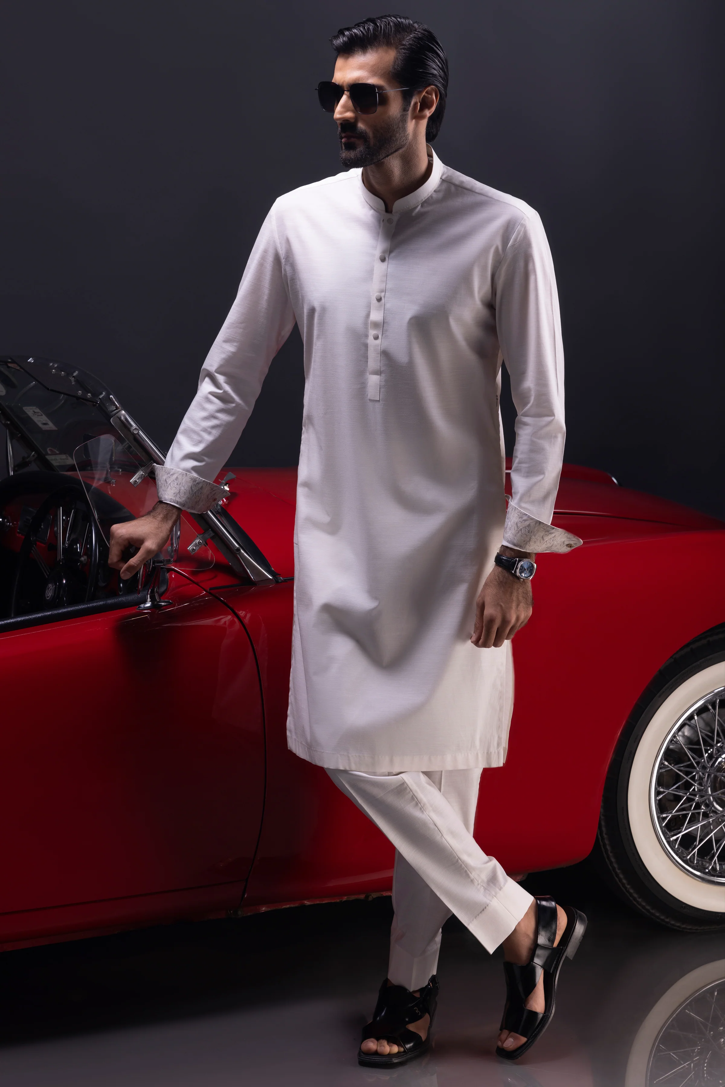 BEIGE COTTON KURTA TROUSERS | CCMKT-S-US-39380-1/4 - SERBIA - Image 5
