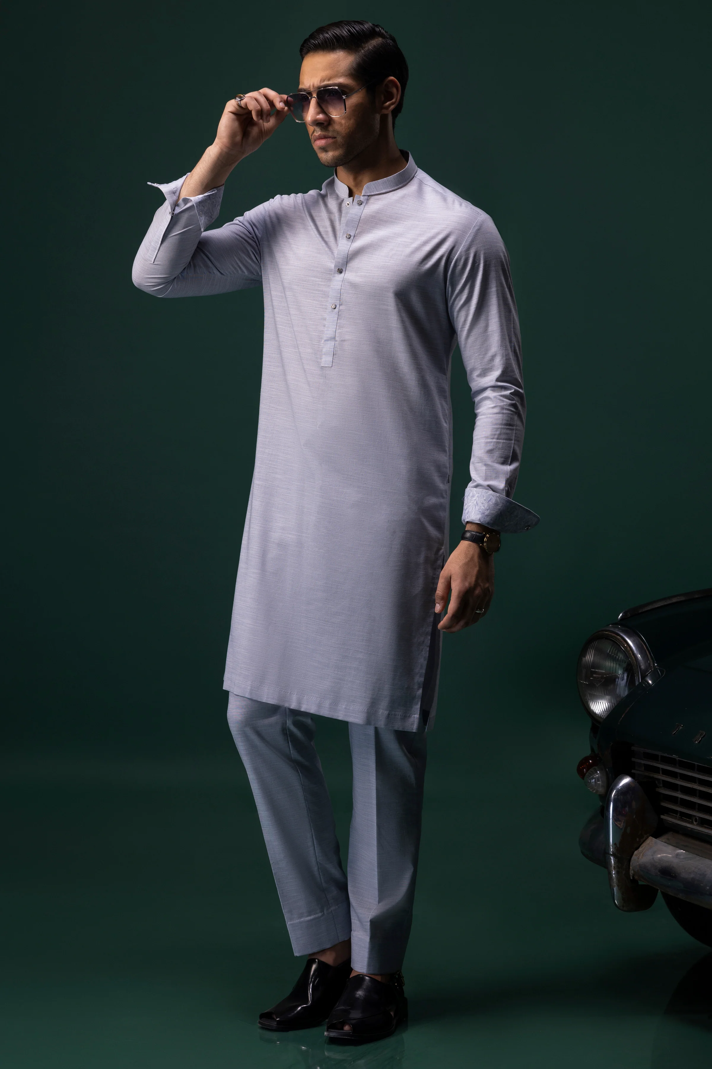 LIGHT BLUE COTTON KURTA TROUSERS | CCMKT-S-US-39380-4/4 - SERBIA