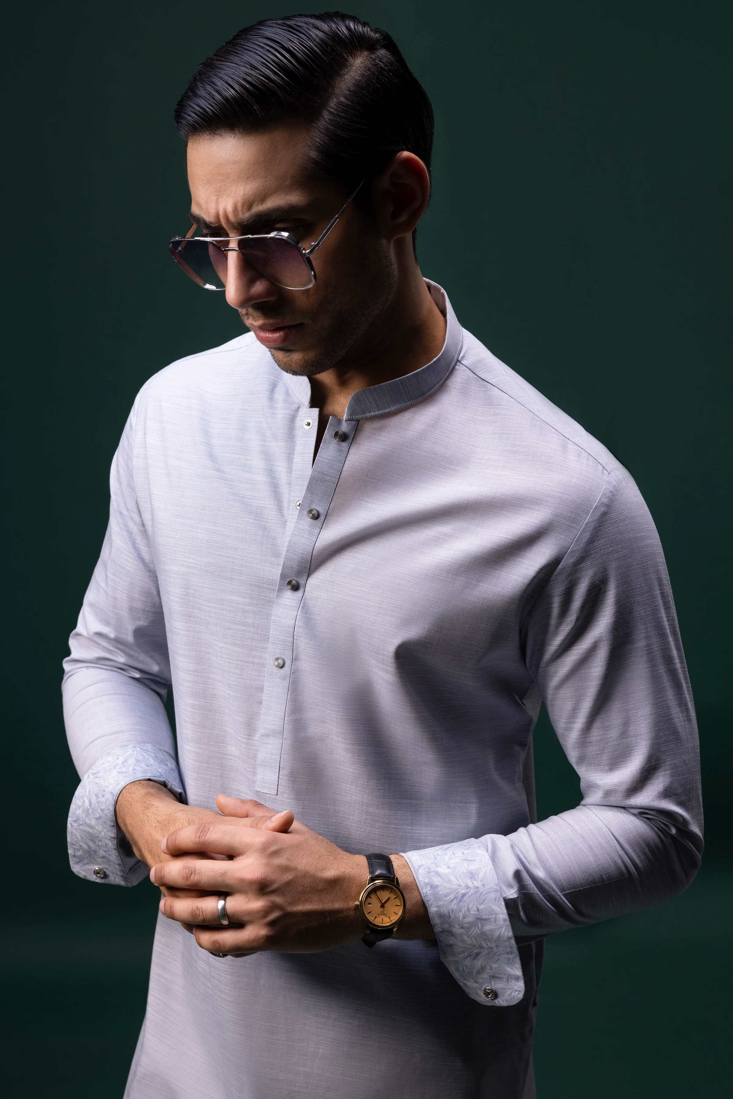 LIGHT BLUE COTTON KURTA TROUSERS | CCMKT-S-US-39380-4/4 - SERBIA - Image 2