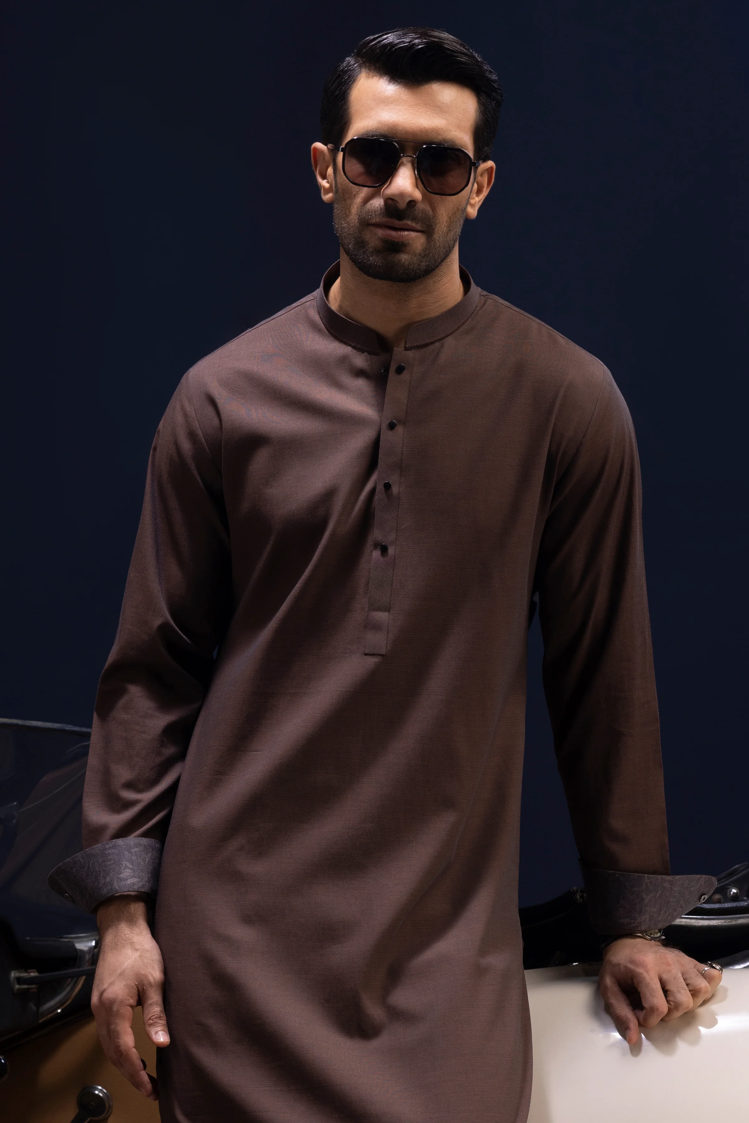 CARAMEL BROWN COTTON KURTA TROUSERS | CCMKT-S-US-39385-1/3 - PISA - Image 2