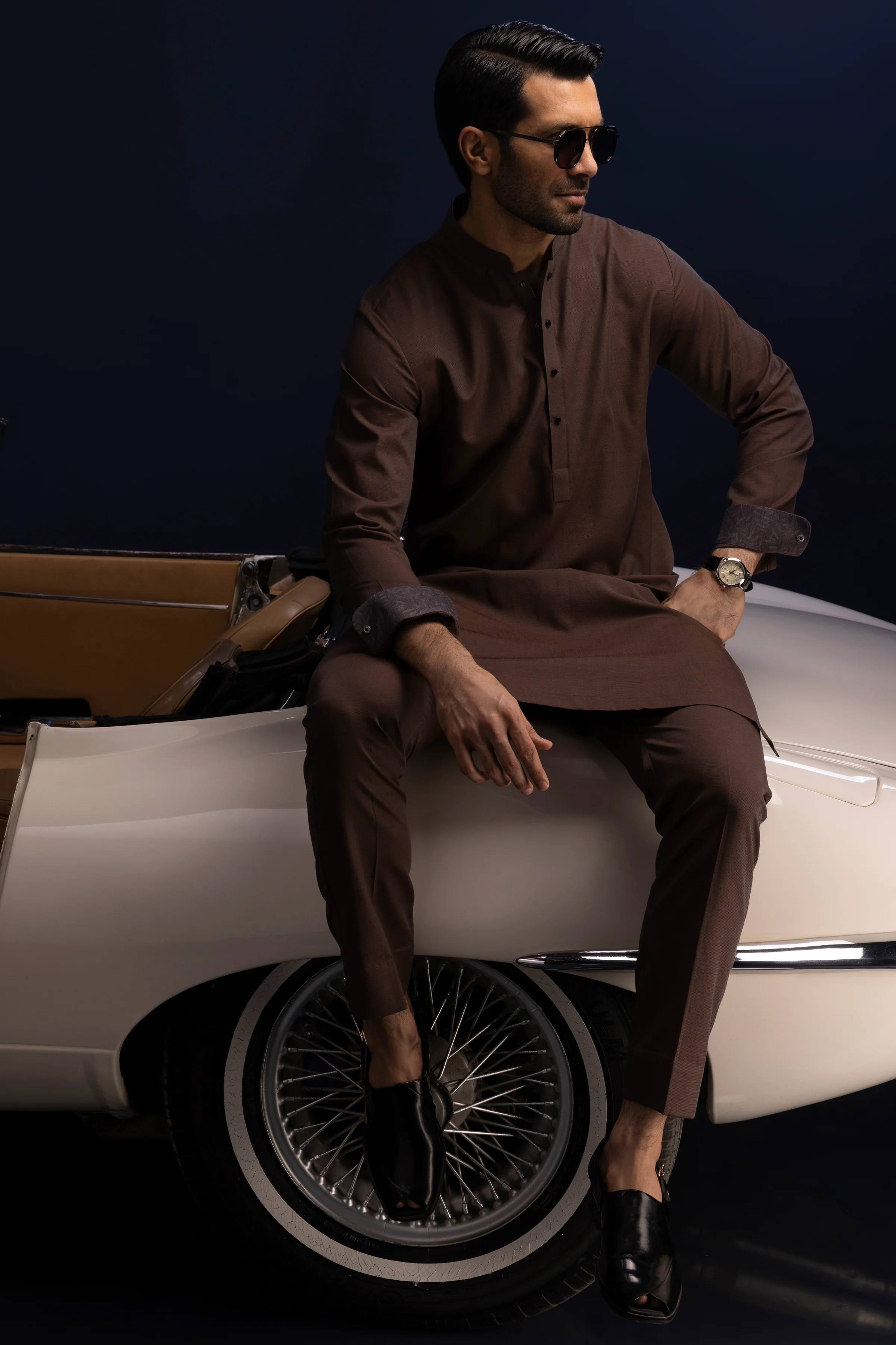 CARAMEL BROWN COTTON KURTA TROUSERS | CCMKT-S-US-39385-1/3 - PISA - Image 3