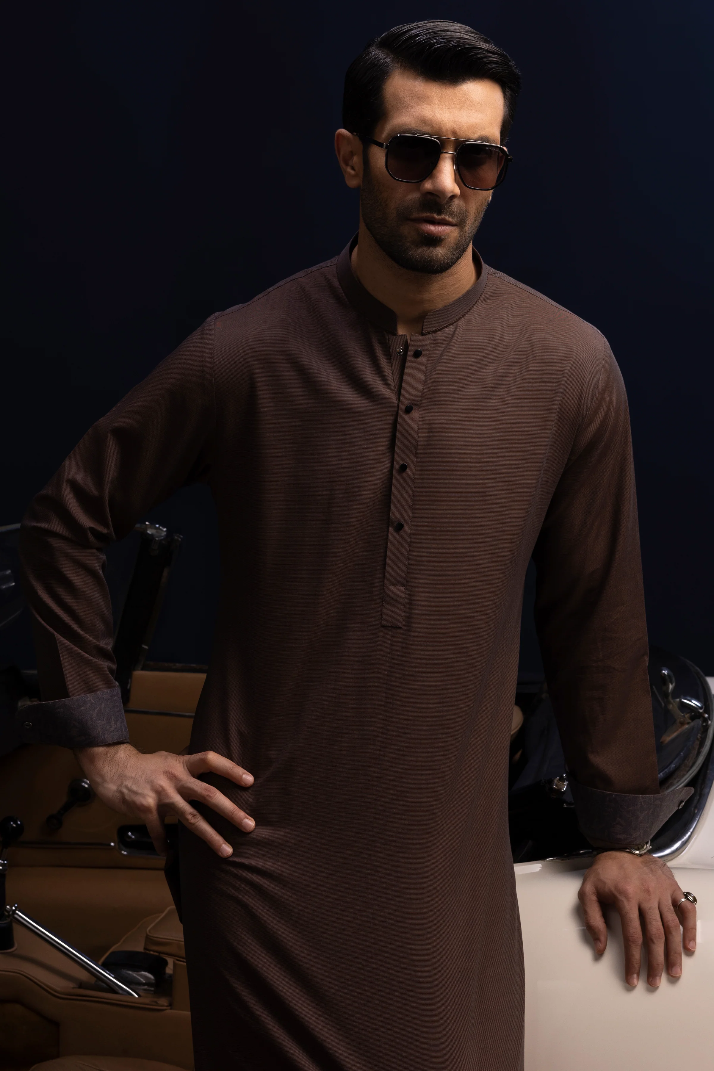 CARAMEL BROWN COTTON KURTA TROUSERS | CCMKT-S-US-39385-1/3 - PISA - Image 4