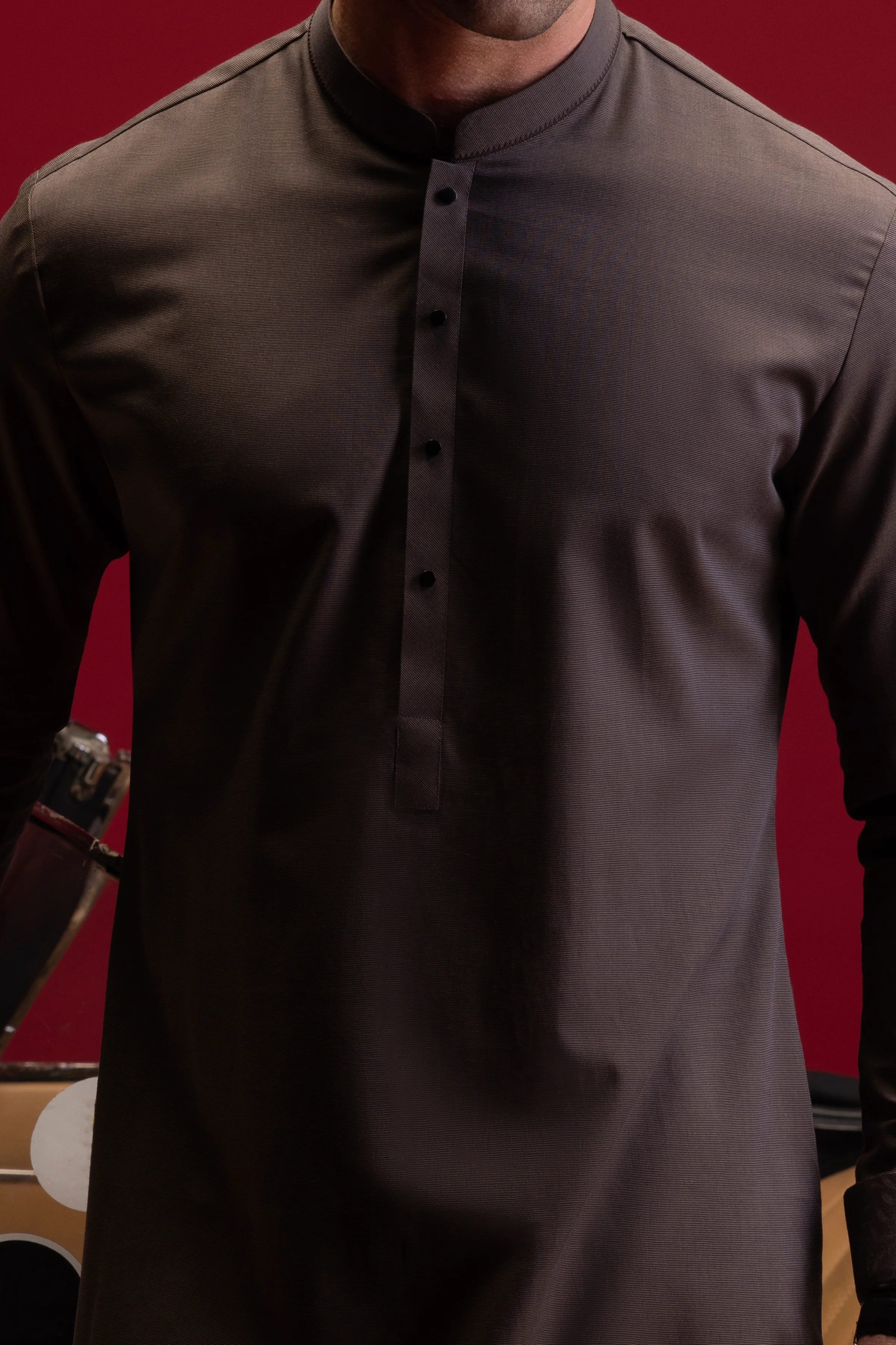 WOOD BROWN COTTON KURTA TROUSERS | CCMKT-S-US-39385-3/3 - PISA - Image 2