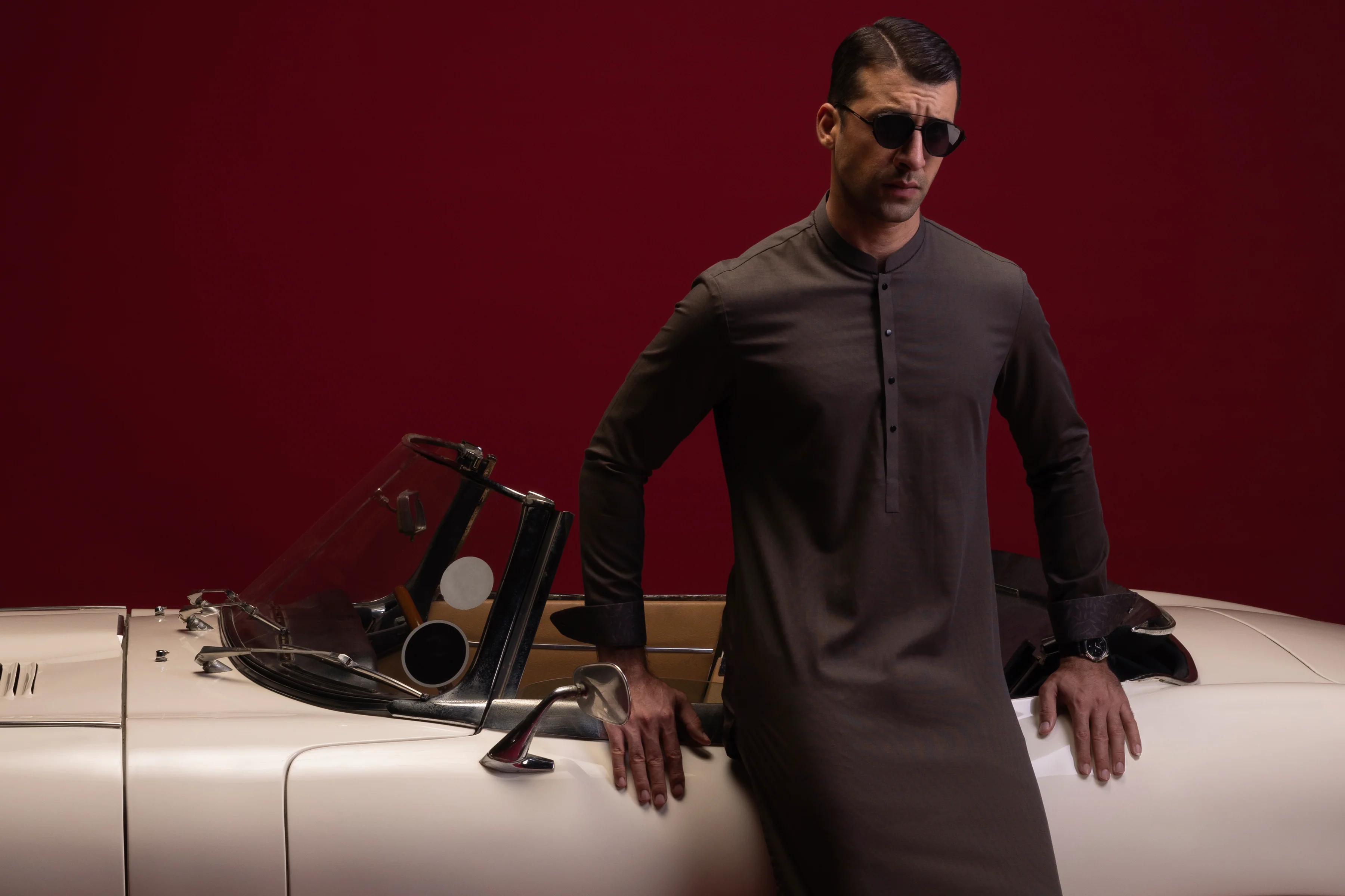 WOOD BROWN COTTON KURTA TROUSERS | CCMKT-S-US-39385-3/3 - PISA - Image 3