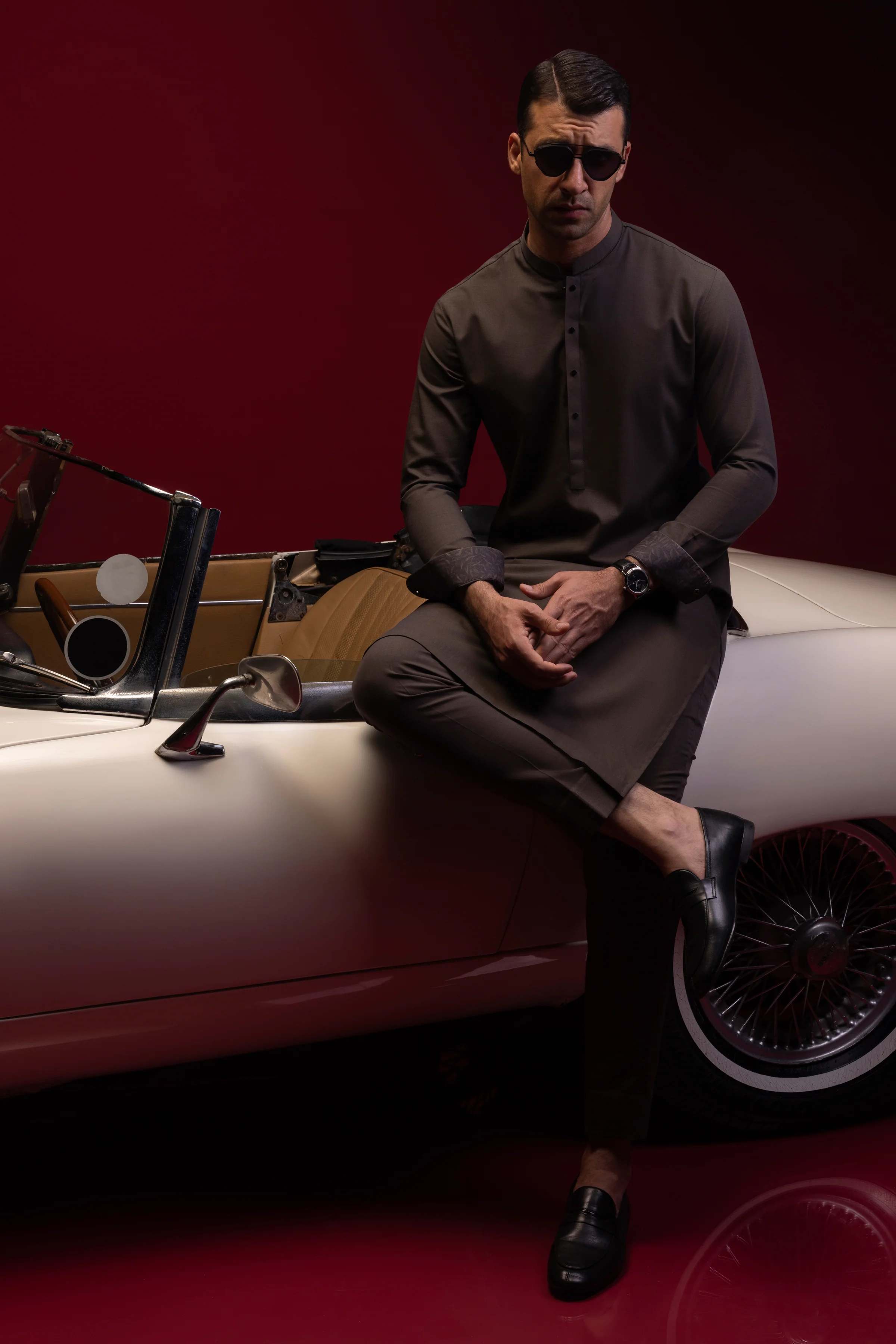 WOOD BROWN COTTON KURTA TROUSERS | CCMKT-S-US-39385-3/3 - PISA - Image 4