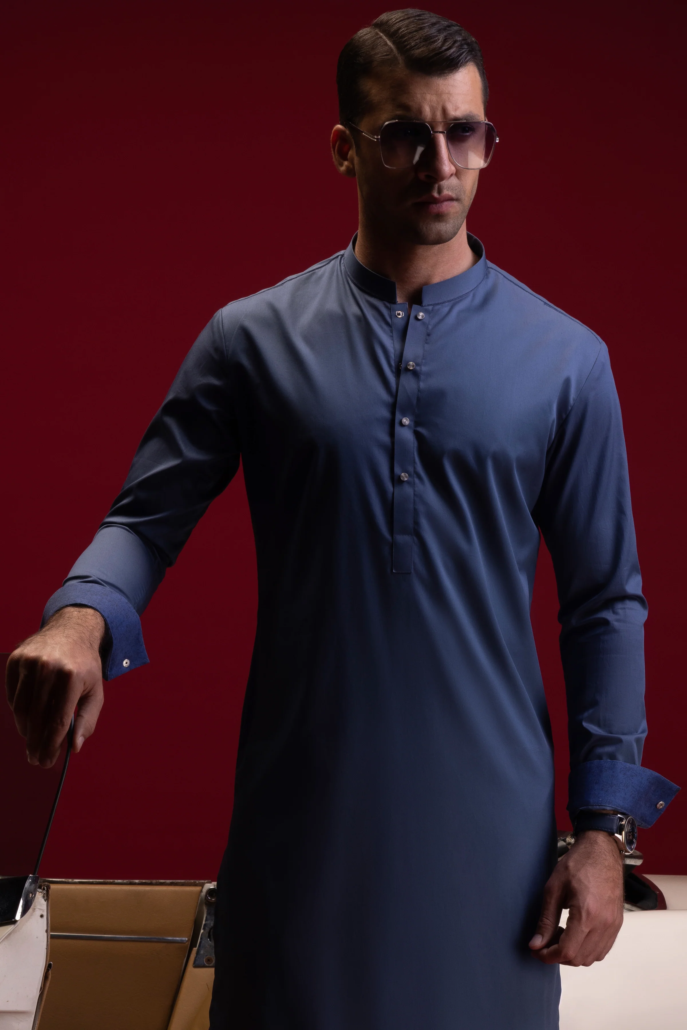 MARLED BLUE KURTA TROUSERS | CCMKT-S-US-39390-3/4-SALAMANCA - Image 2
