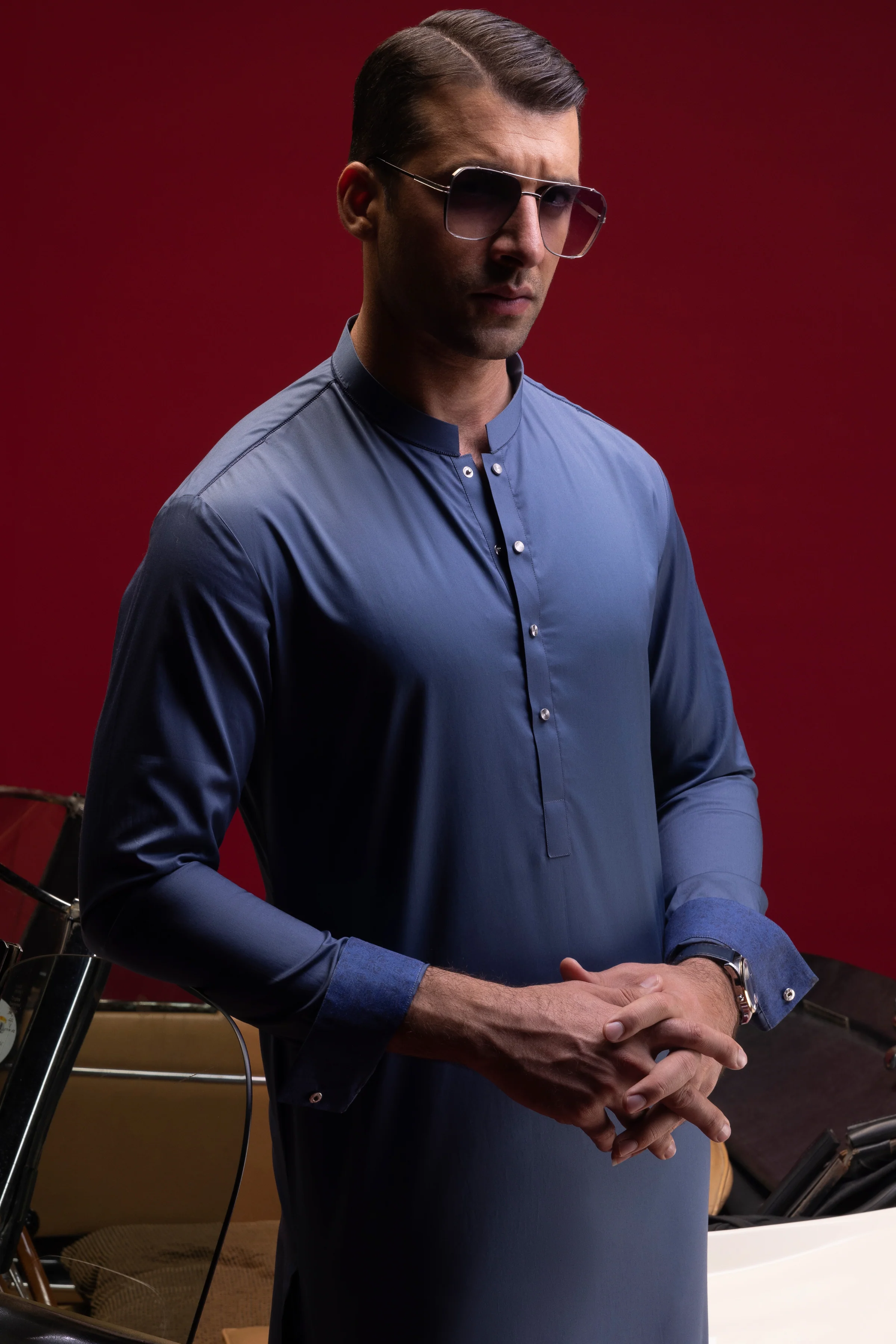MARLED BLUE KURTA TROUSERS | CCMKT-S-US-39390-3/4-SALAMANCA - Image 3