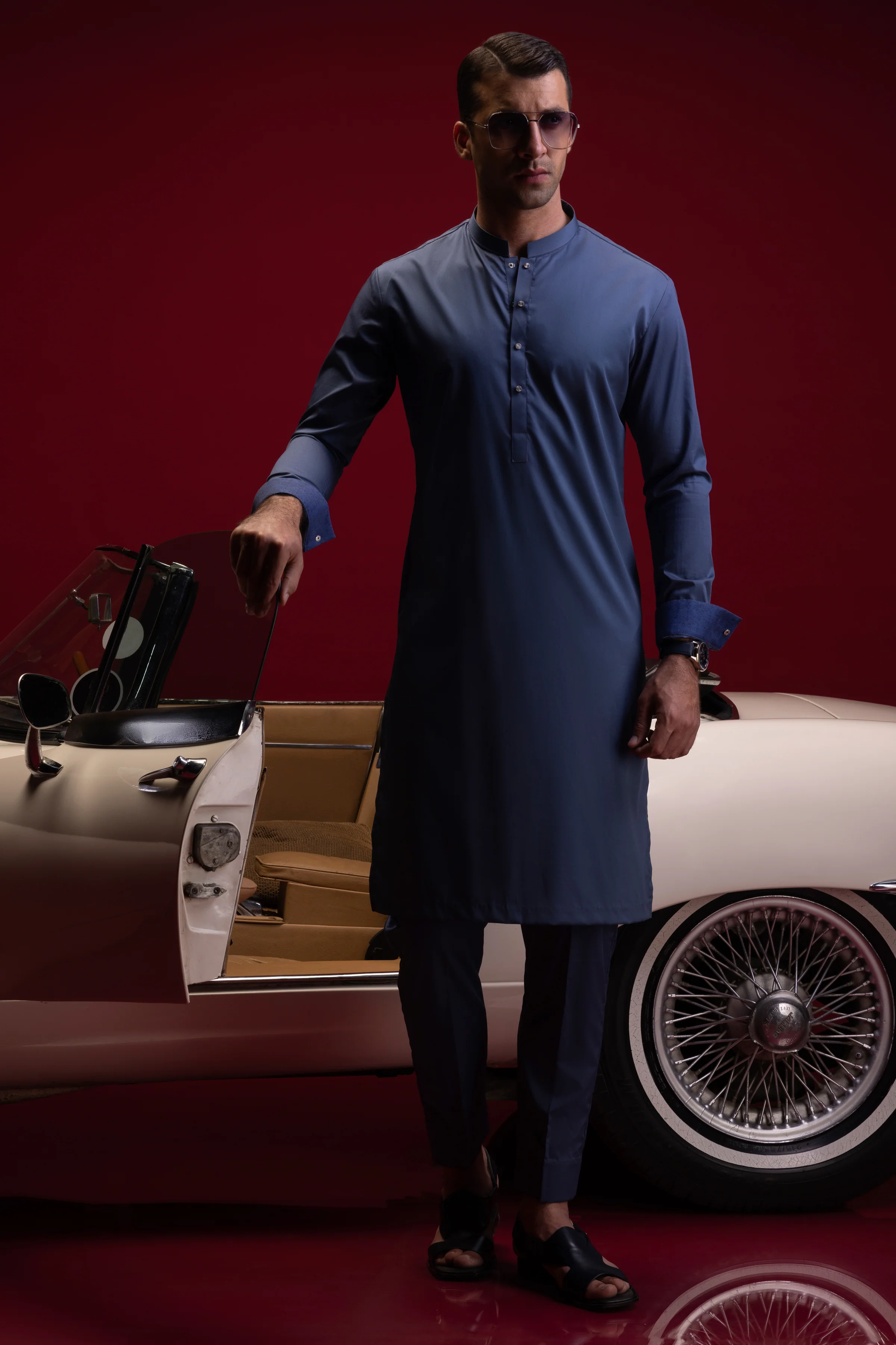 MARLED BLUE KURTA TROUSERS | CCMKT-S-US-39390-3/4-SALAMANCA - Image 4