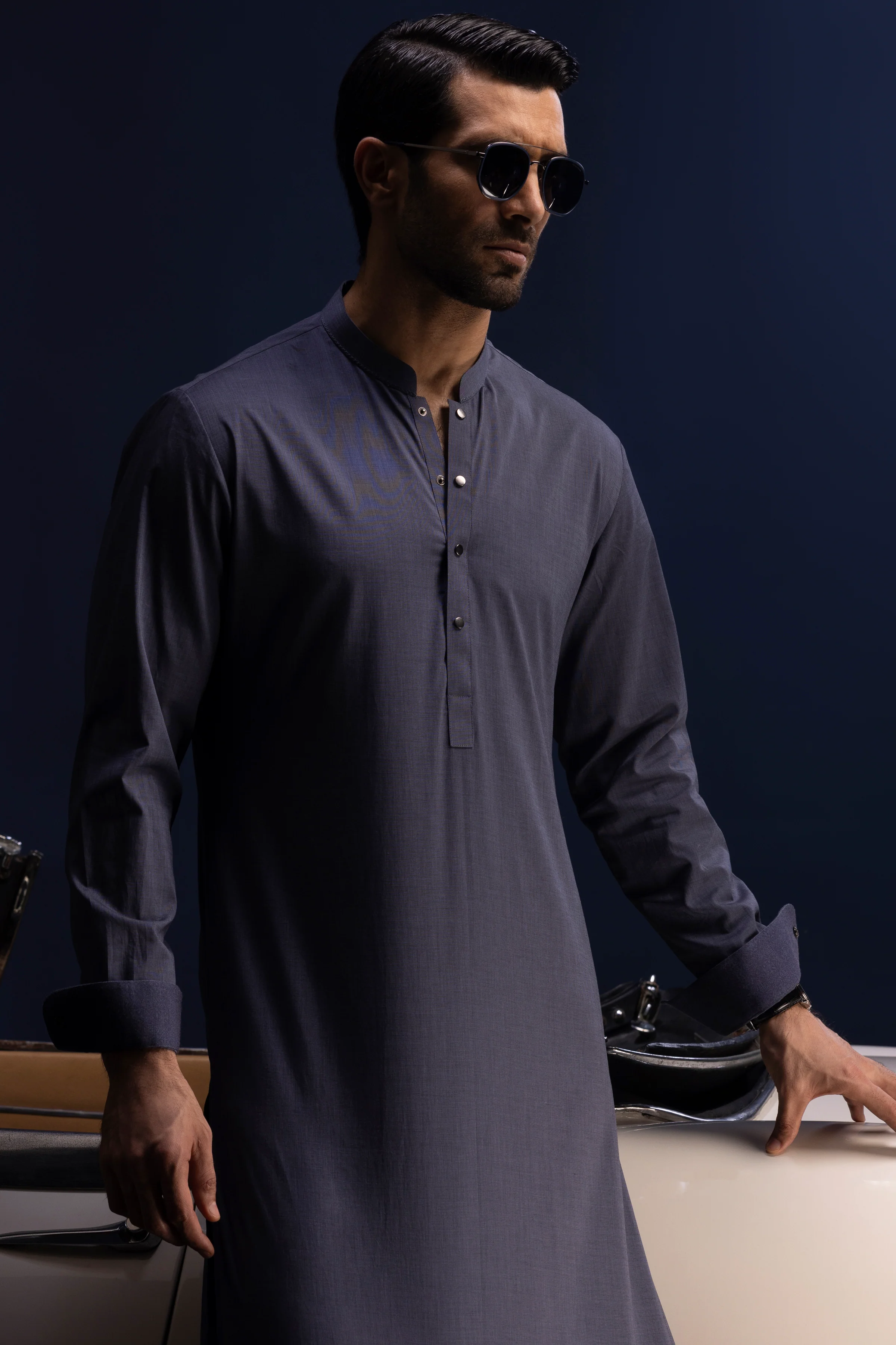 PURPLE HEATHER COTTON KURTA TROUSERS | CCMKT-S-US-39391-3/3 -FIJI - Image 2