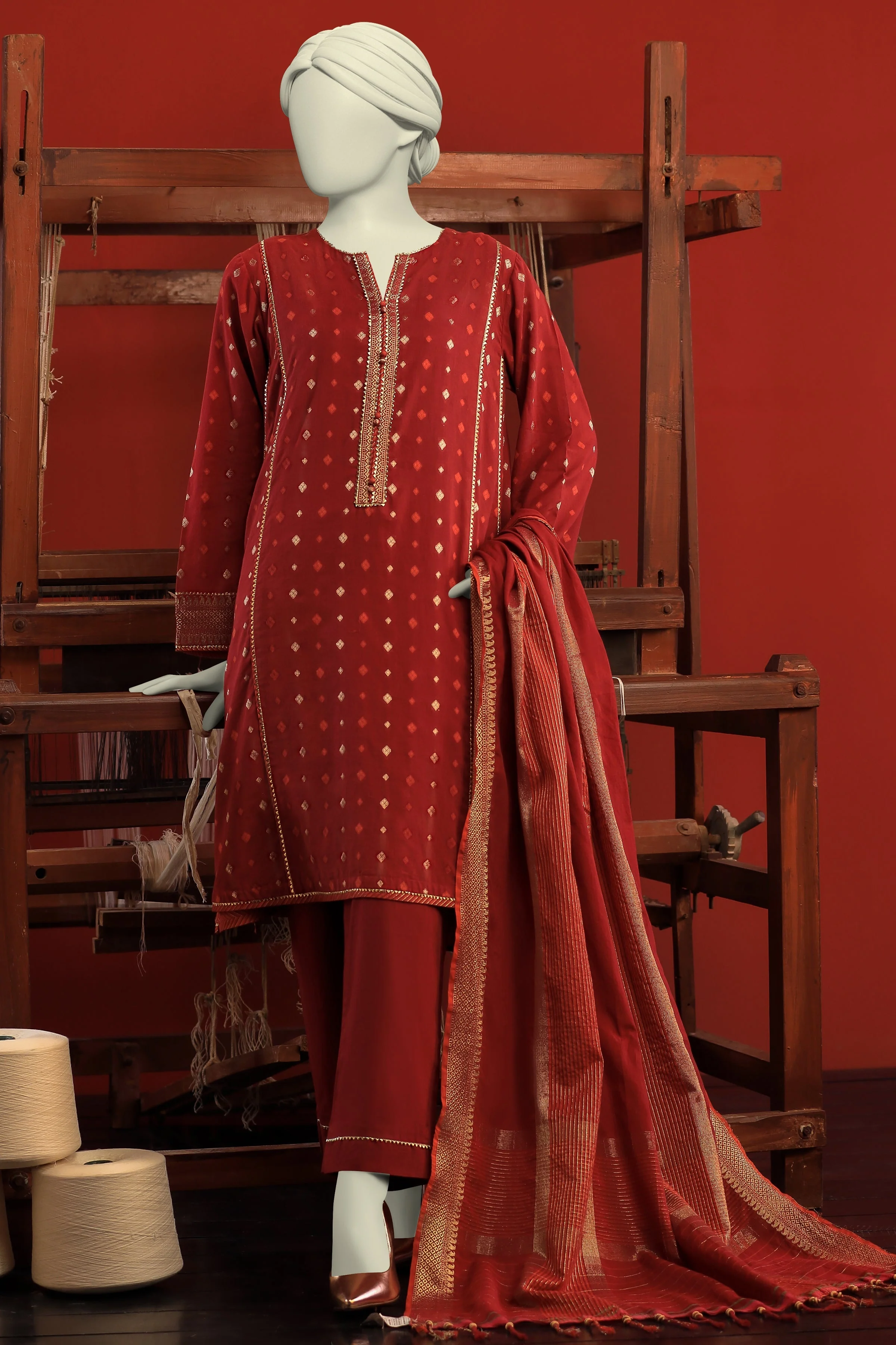 MAROON JACQUARD KURTI | CCW-1PS-S-US-22-201 KINGRI-01 - Image 2