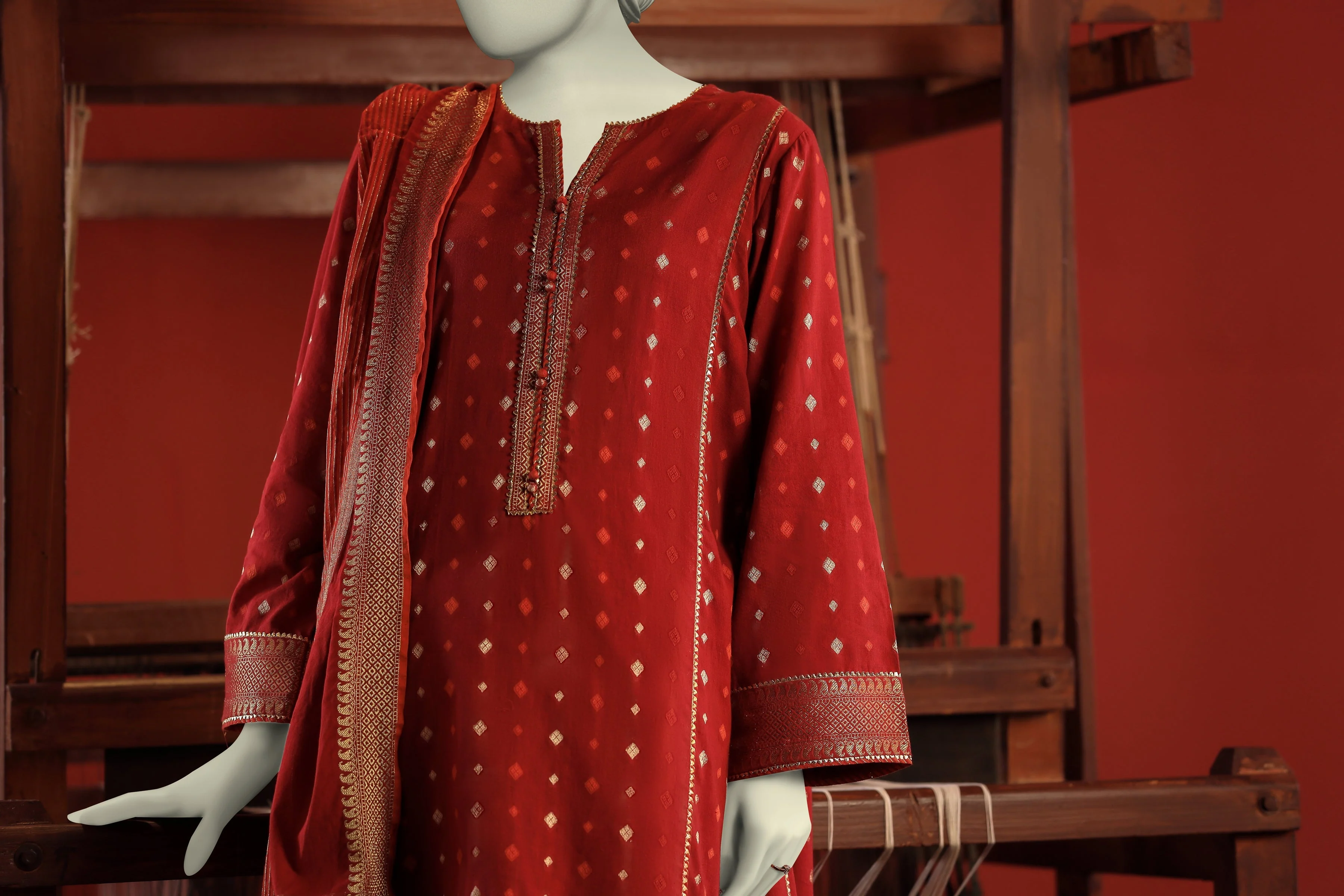 MAROON JACQUARD KURTI | CCW-1PS-S-US-22-201 KINGRI-01 - Image 4