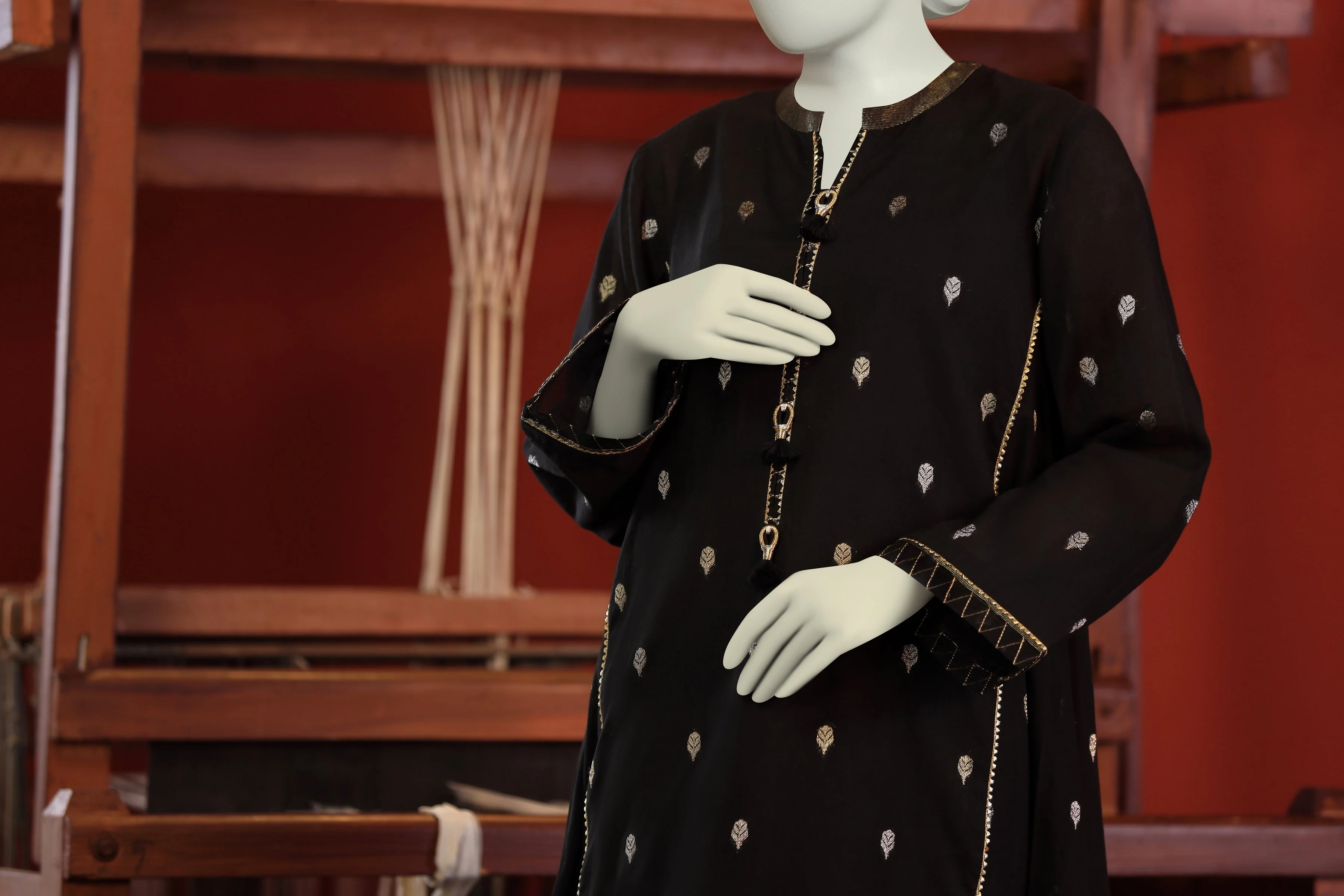 BLACK JACQUARD KURTI | CCW-1PS-S-US-22-202 ANAAR BOOTI-01 - Image 6