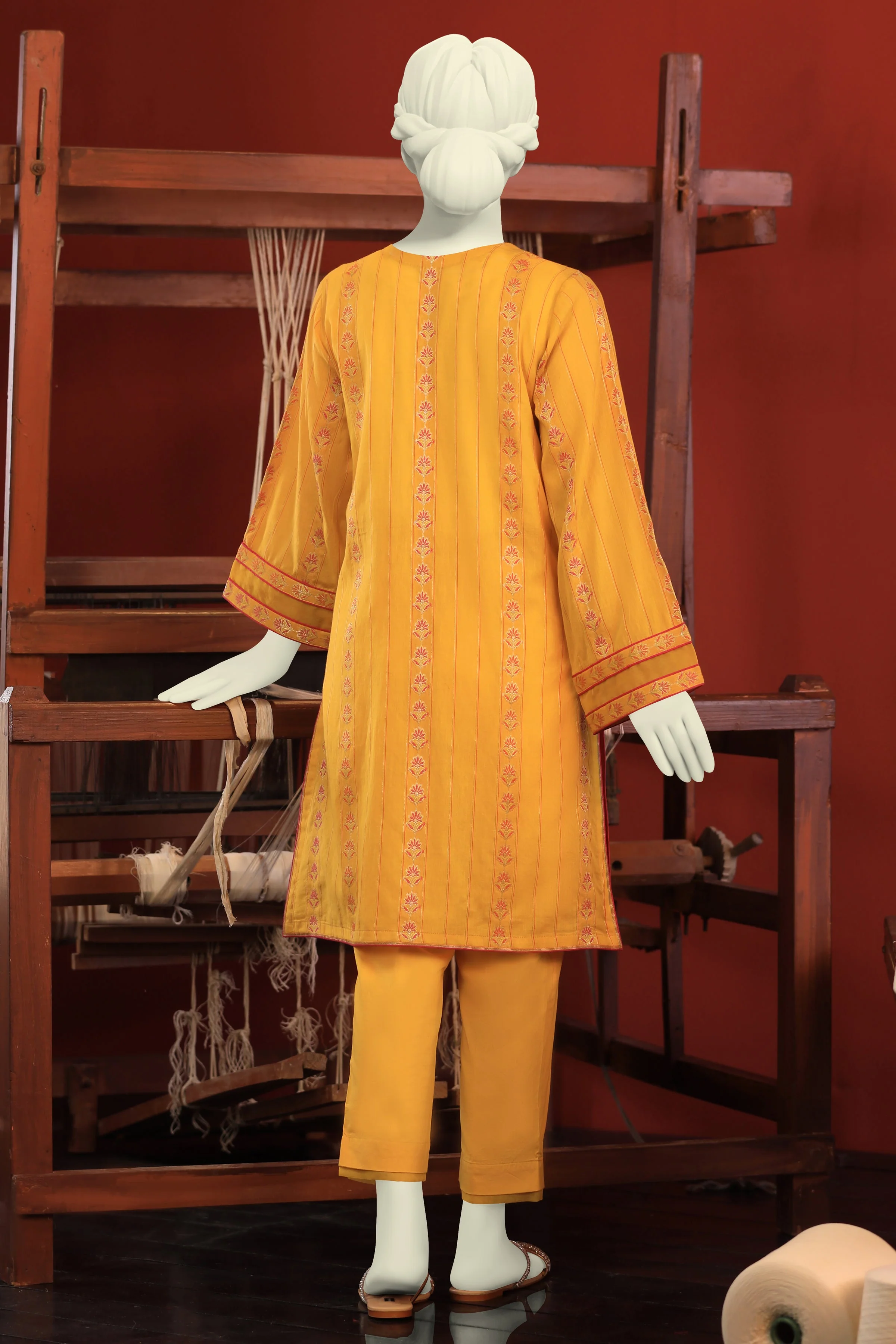 YELLOW JACQUARD KURTI | CCW-1PS-S-US-22-203 MUGHAL BOOTI-01 - Image 2
