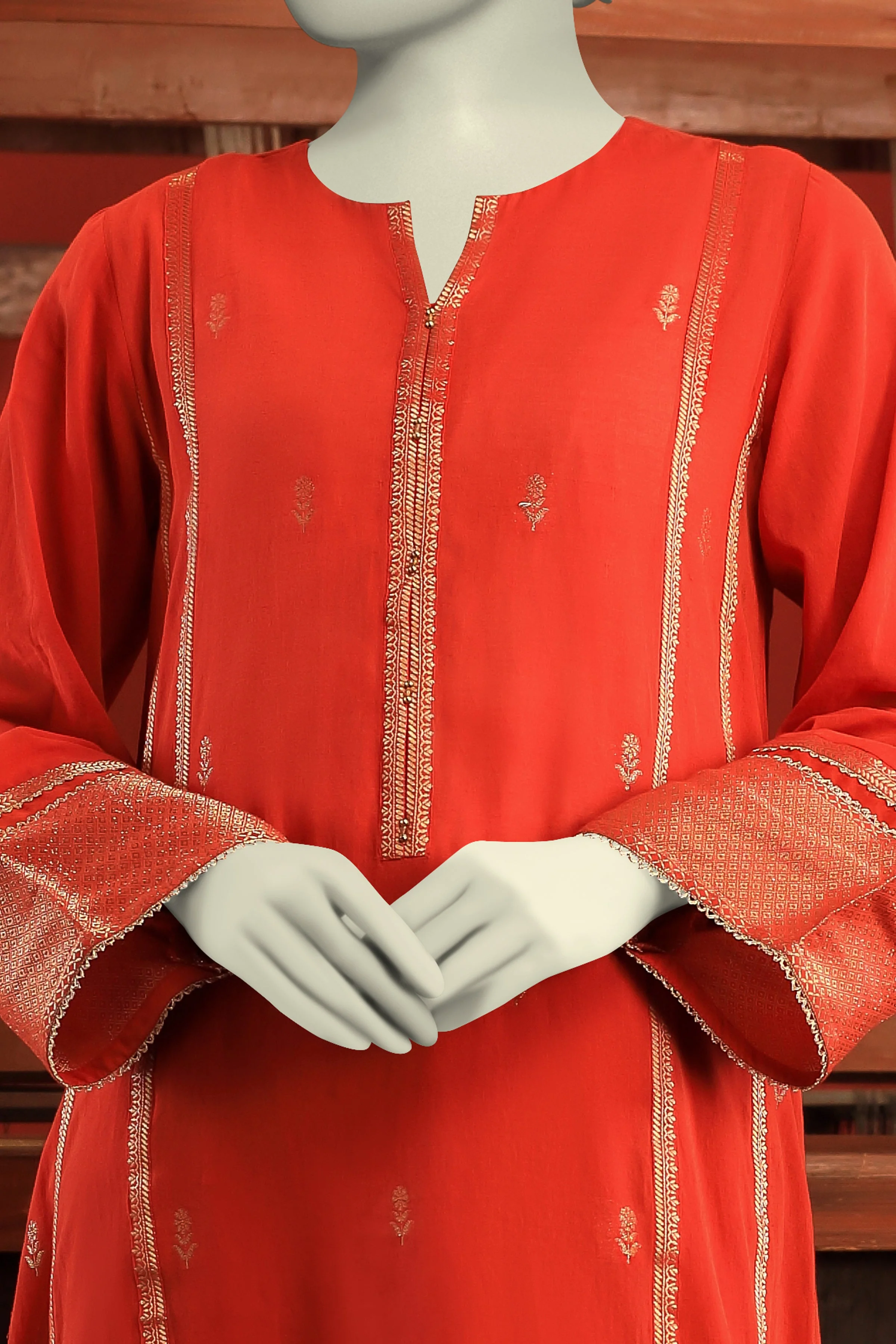 ORANGE JACQUARD KURTI | CCW-1PS-S-US-22-204 PANN BOOTI-01 - Image 5
