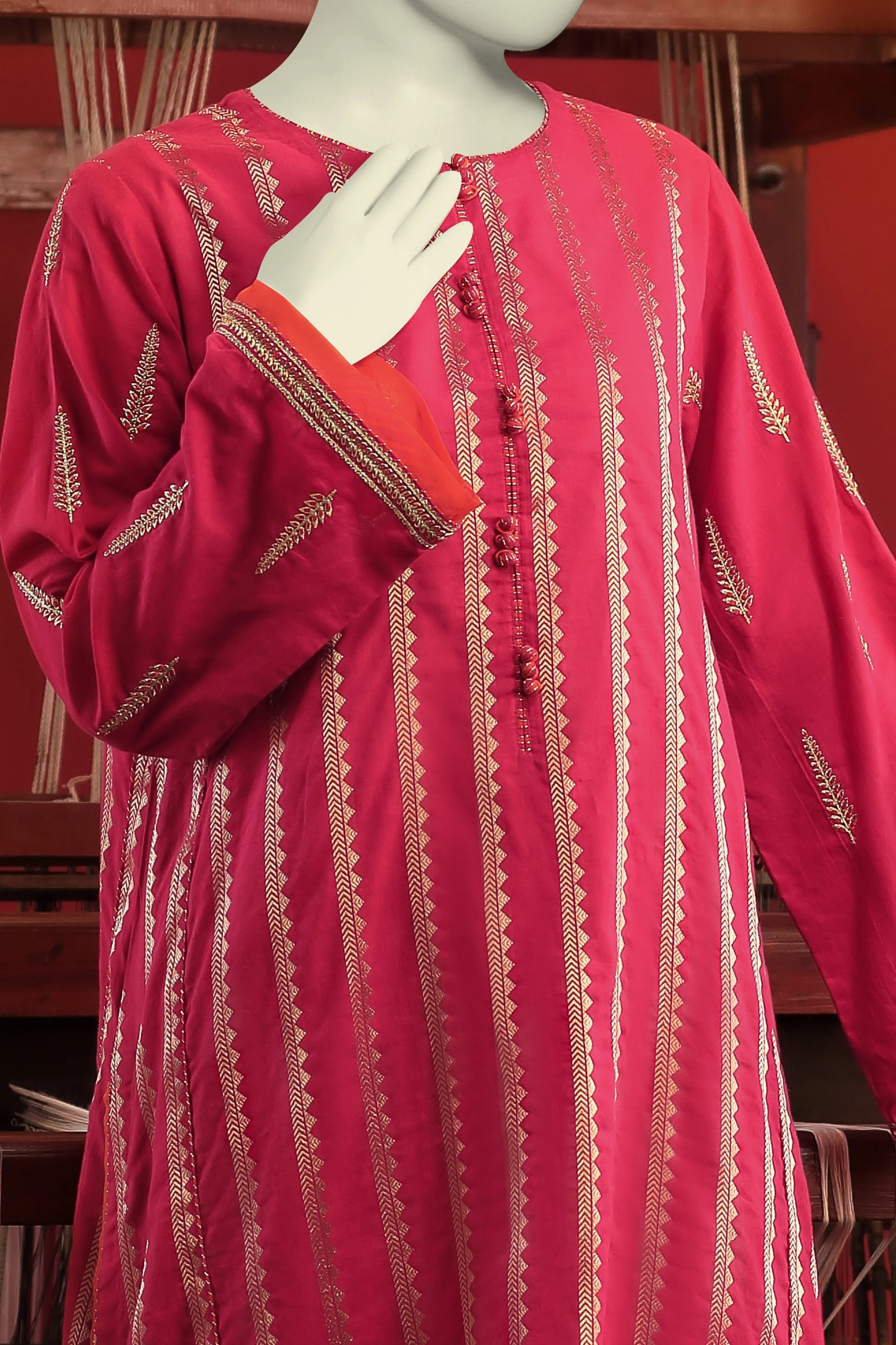 PINK JACQUARD KURTI | CCW-1PS-S-US-22-205 CYPRESS-2 - Image 4