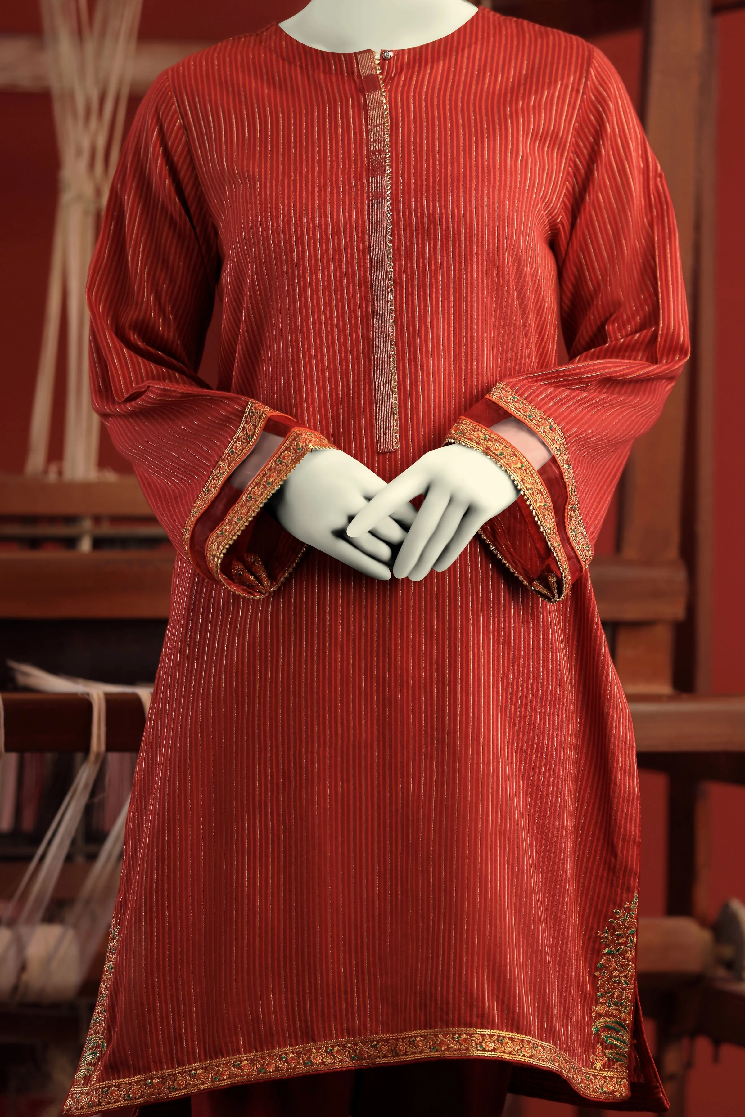 RUST JACQUARD KURTI | CCW-1PS-S-US-22-206 KINGRI-02 - Image 4