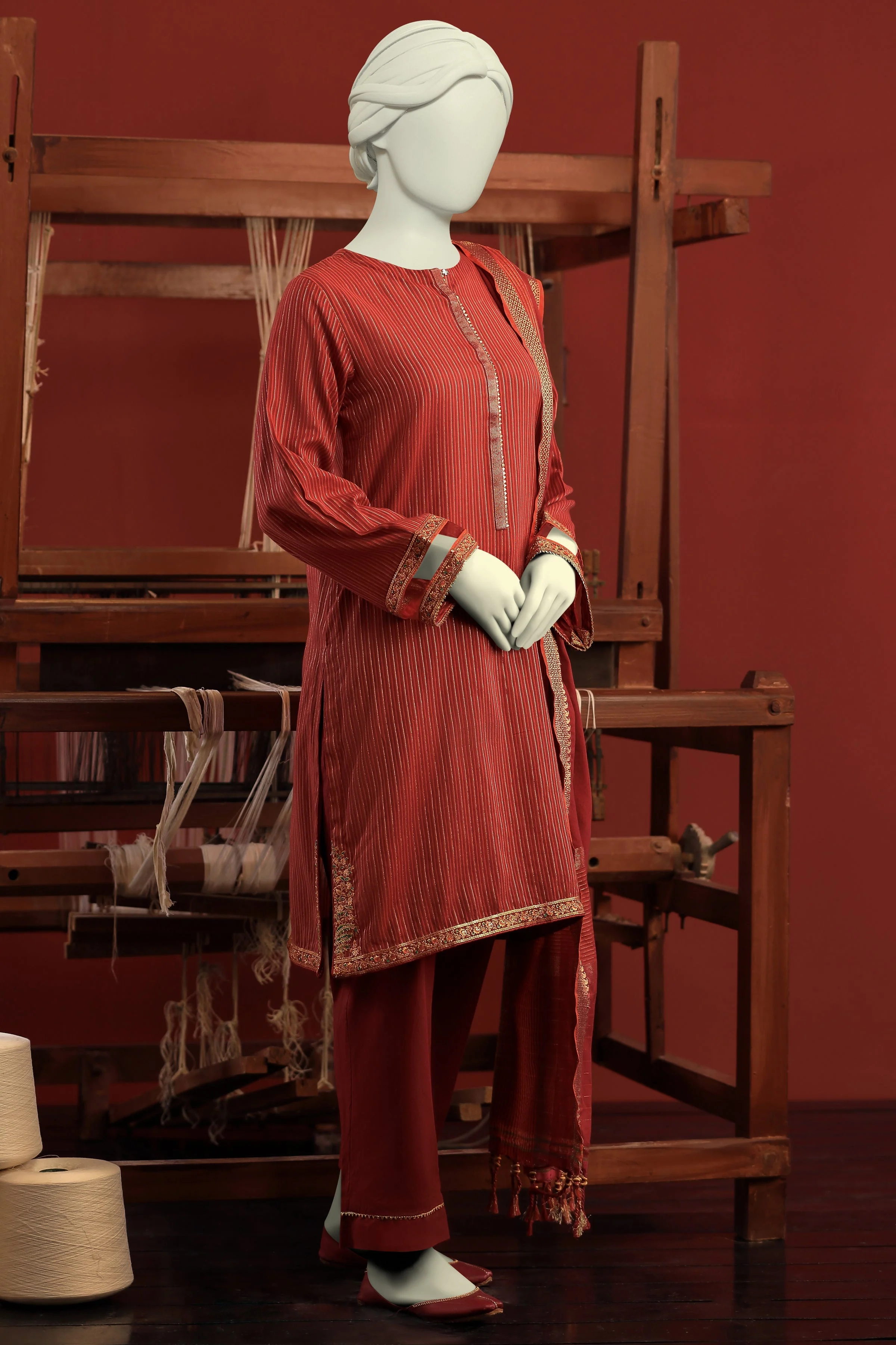 RUST JACQUARD KURTI | CCW-1PS-S-US-22-206 KINGRI-02 - Image 6