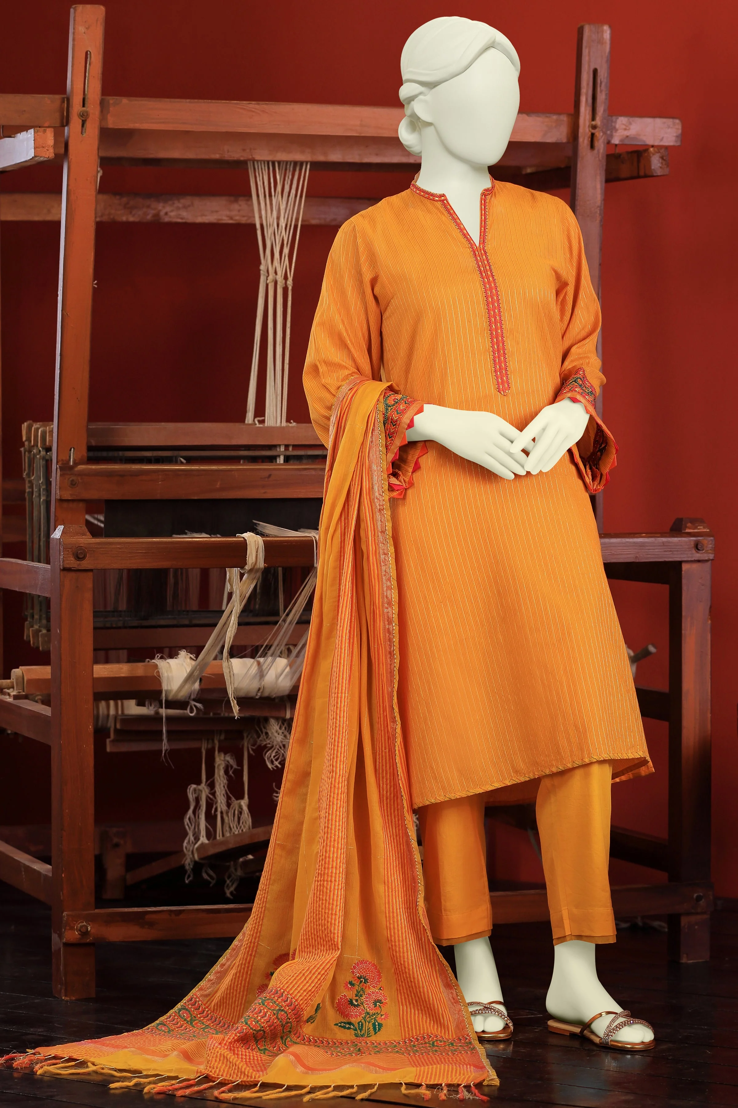 YELLOW JACQUARD KURTI | CCW-1PS-S-US-22-208 MUGHAL BOOTI-02 - Image 5