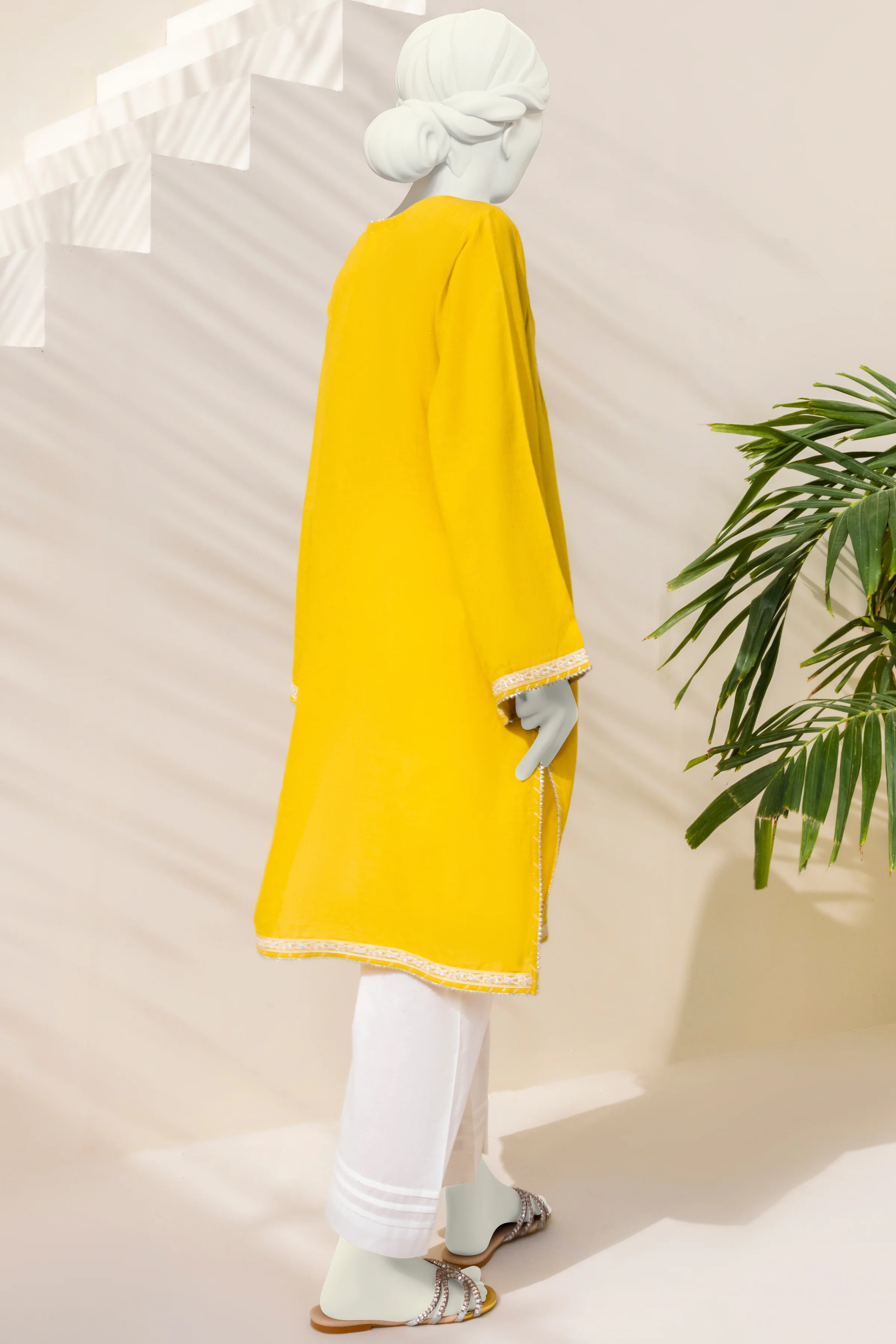 YELLOW-MUSTARD DOBBY KURTI | CCW-1PS-S-US-22-222 NURA - Image 2