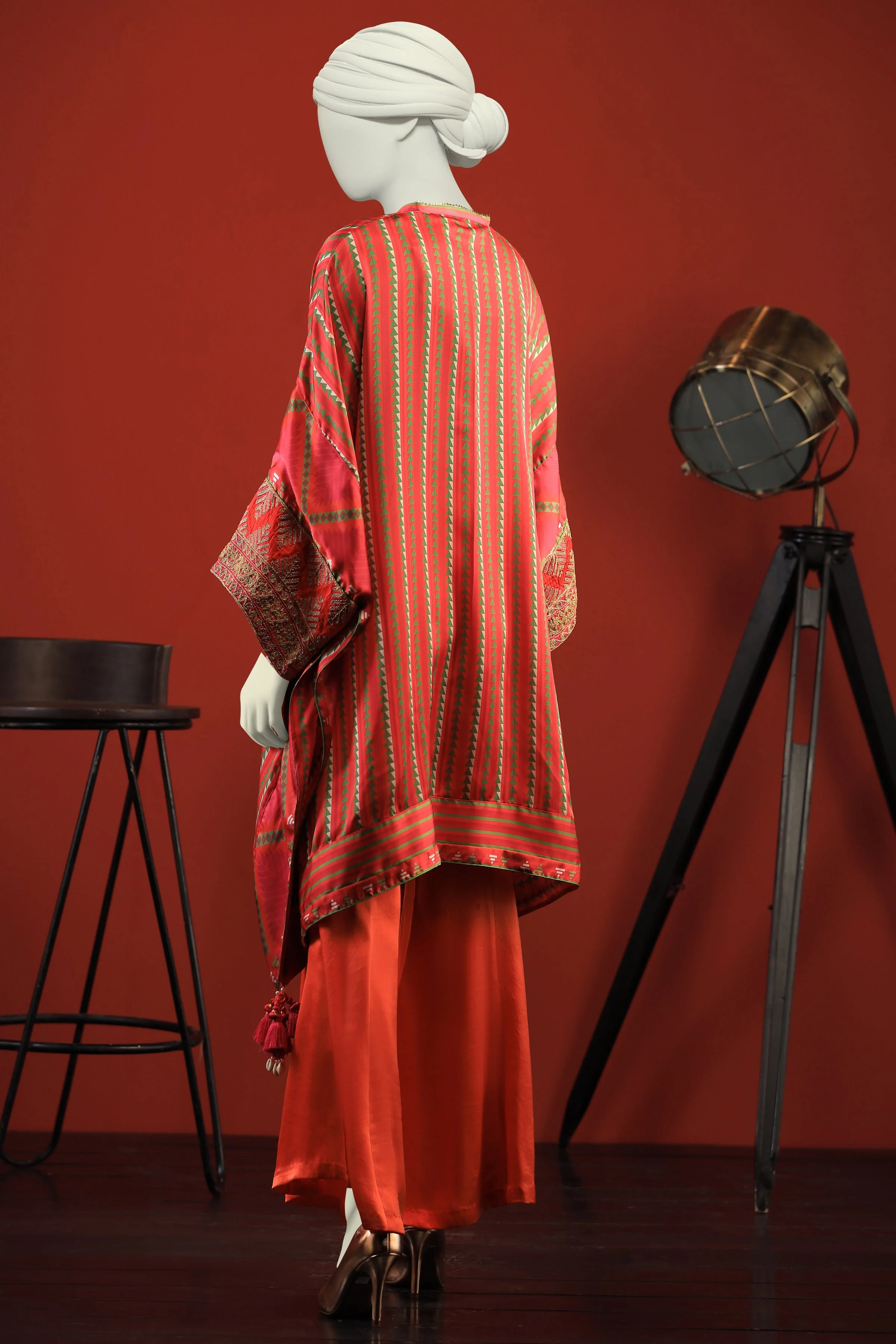 RED SILK KURTI | CCW-1PS-S-US-22-225 FLAMINGO - Image 2