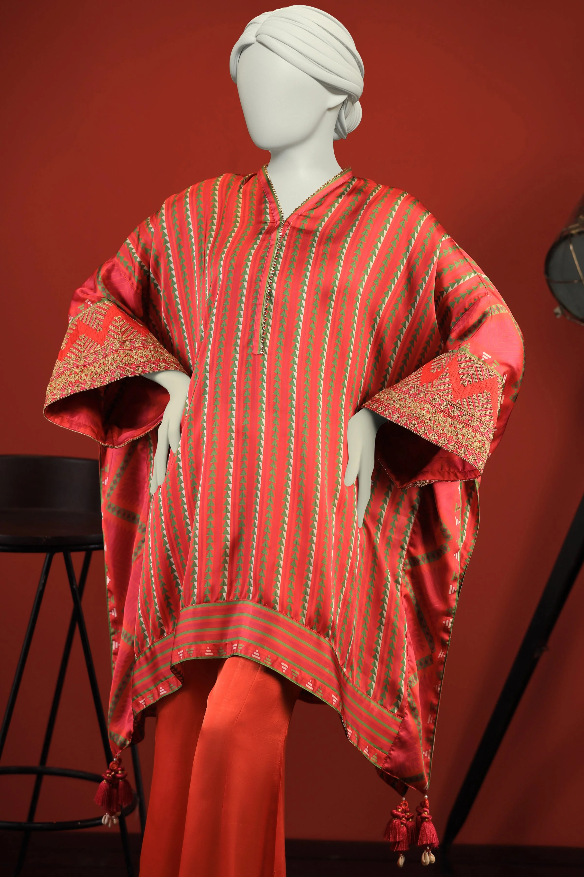 RED SILK KURTI | CCW-1PS-S-US-22-225 FLAMINGO - Image 3