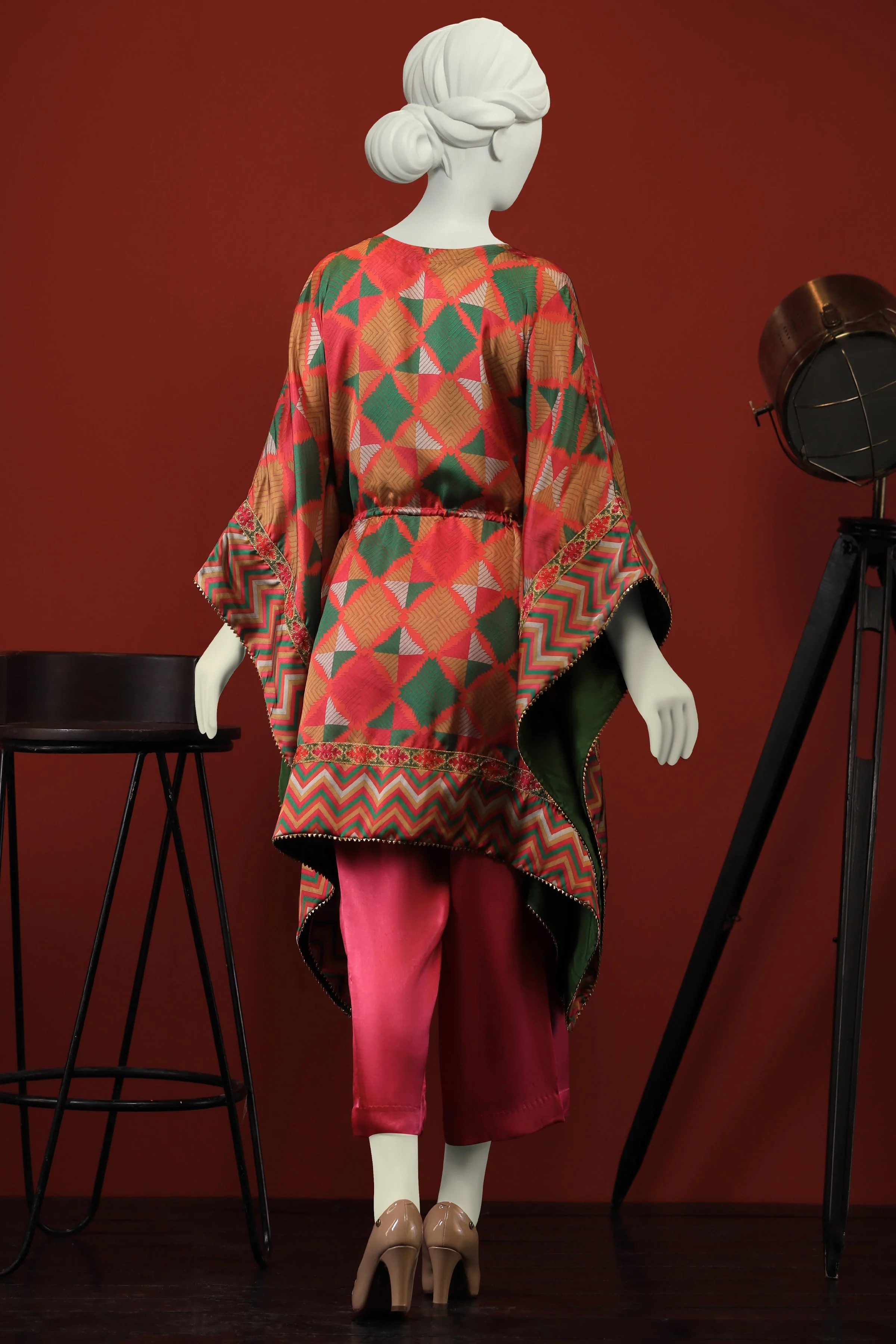 MULTICOLOR SILK KURTI | CCW-1PS-S-US-22-226 TANGERINE - Image 2