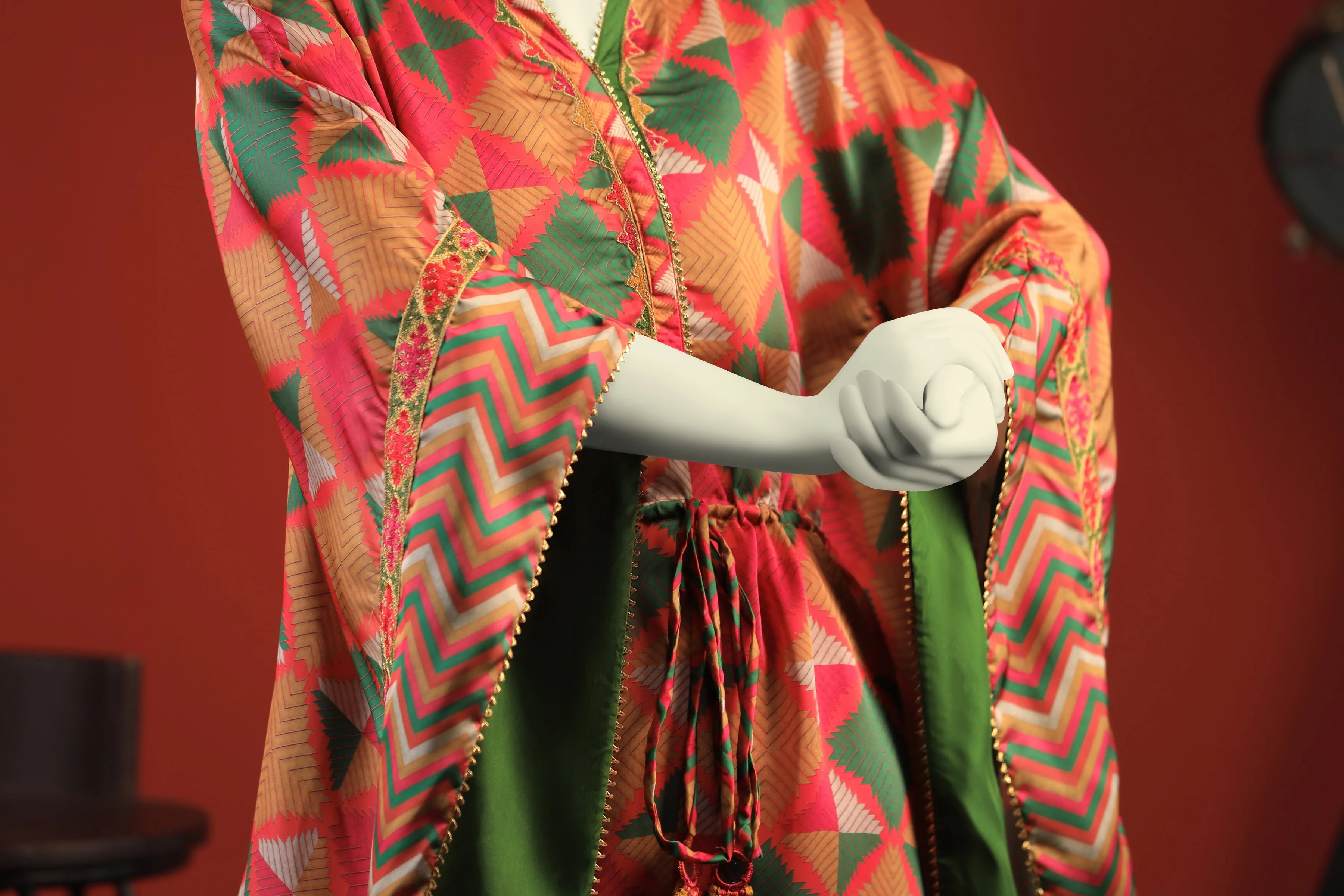 MULTICOLOR SILK KURTI | CCW-1PS-S-US-22-226 TANGERINE - Image 3