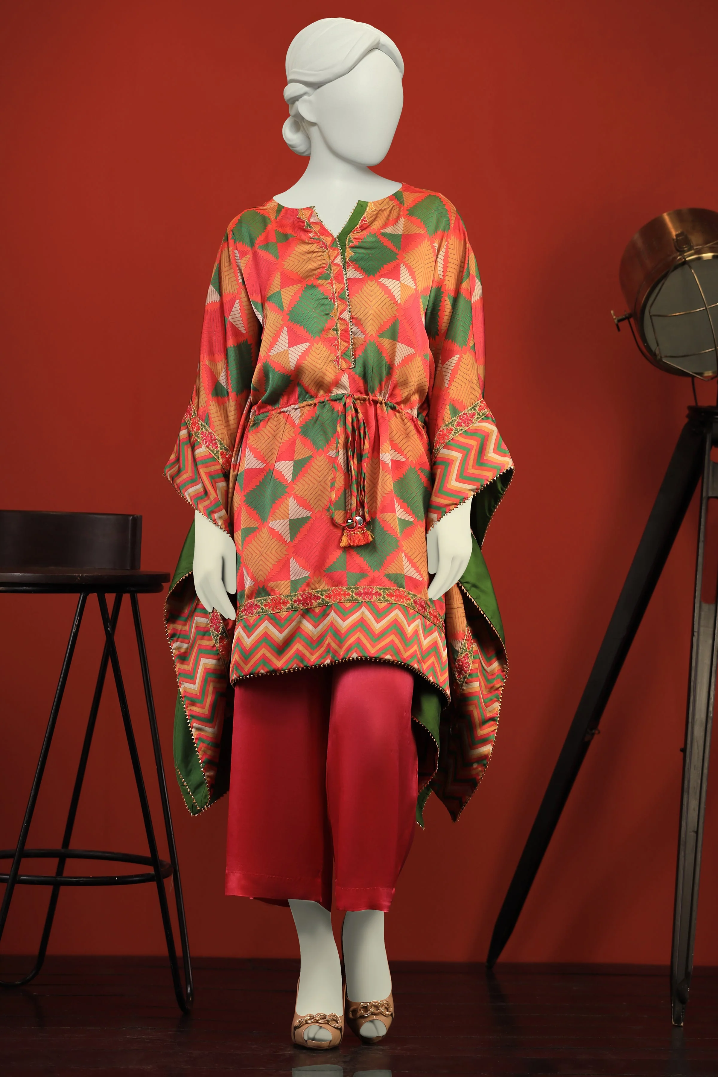 MULTICOLOR SILK KURTI | CCW-1PS-S-US-22-226 TANGERINE - Image 6
