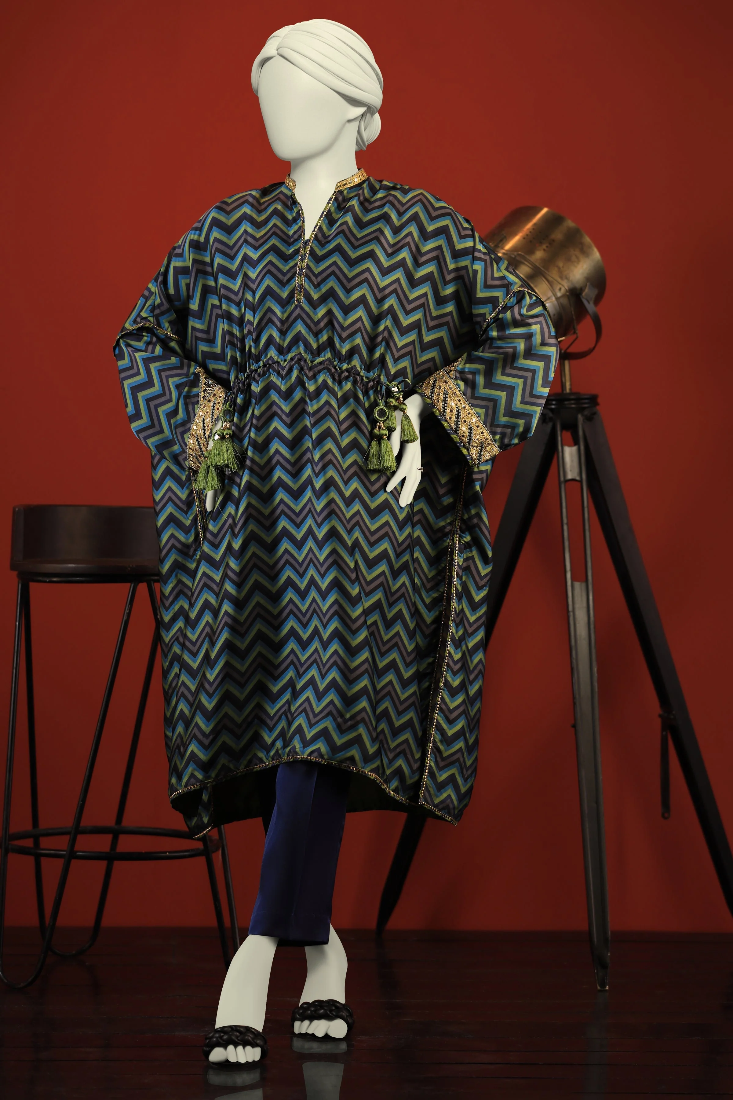 BLUE SILK KURTI | CCW-1PS-S-US-22-227 PEACOCK - Image 3