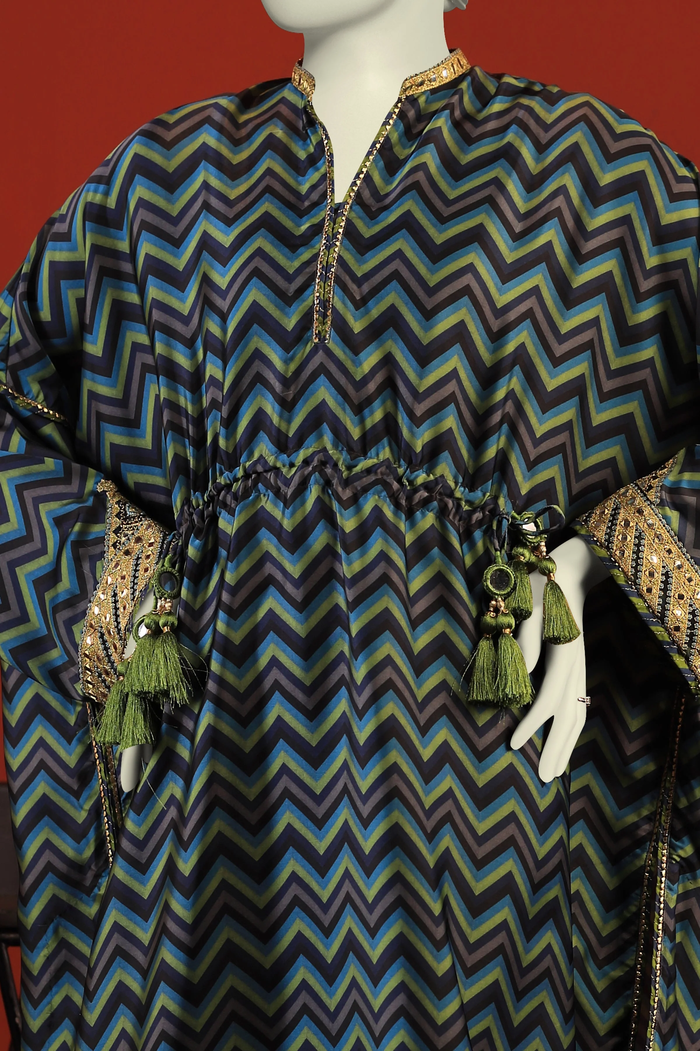 BLUE SILK KURTI | CCW-1PS-S-US-22-227 PEACOCK - Image 4