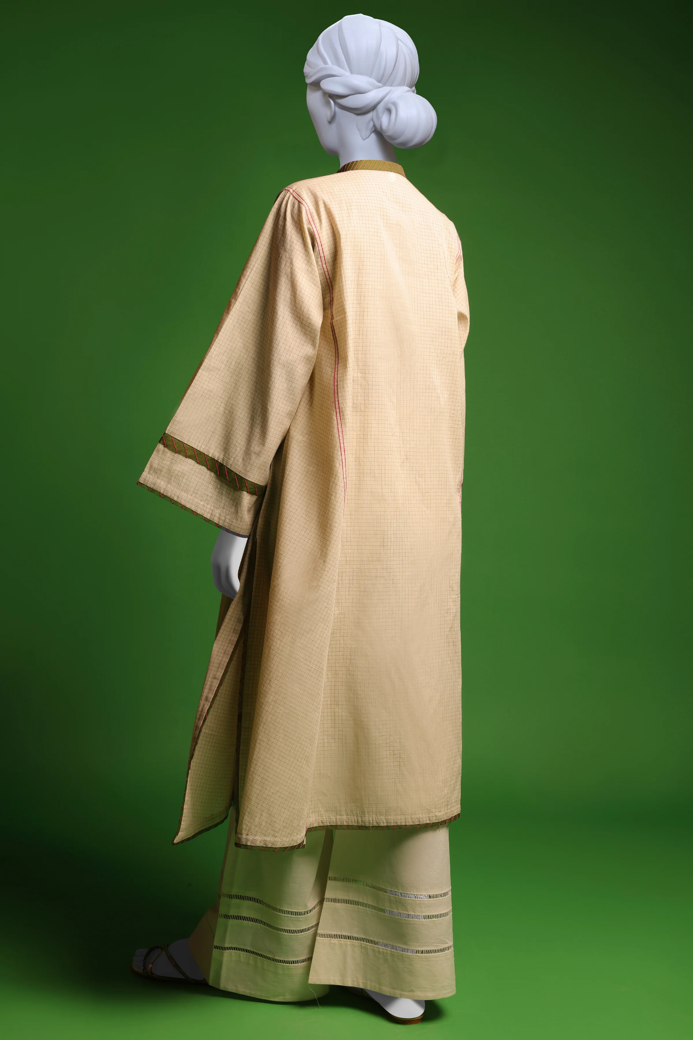 OFF WHITE JACQUARD KURTI | CCW-1PS-S-US-22-3070 CHECKS - Image 2