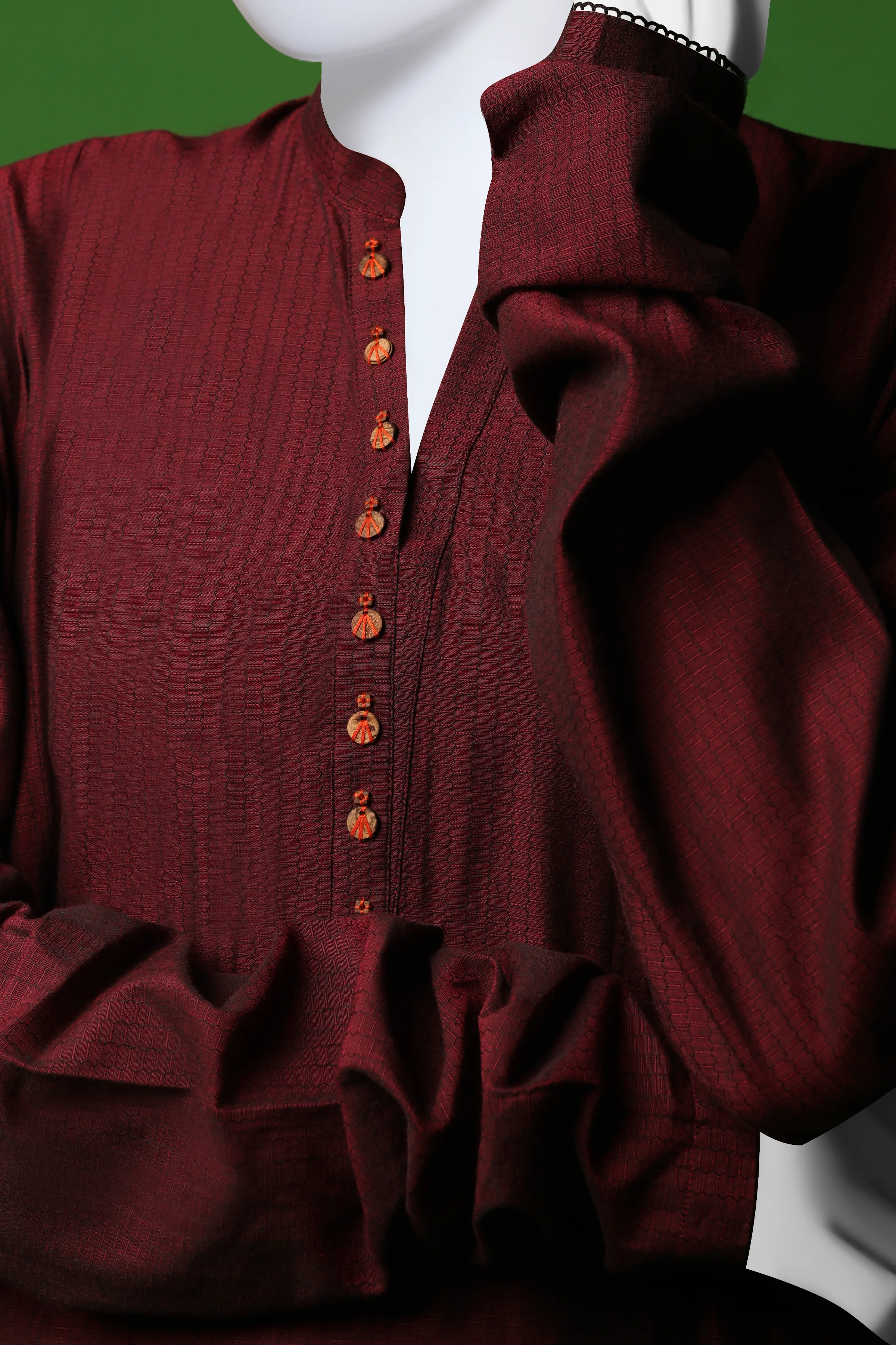 MAROON JACQUARD KURTI | CCW-1PS-S-US-22-3072 HERRING BONE - Image 3