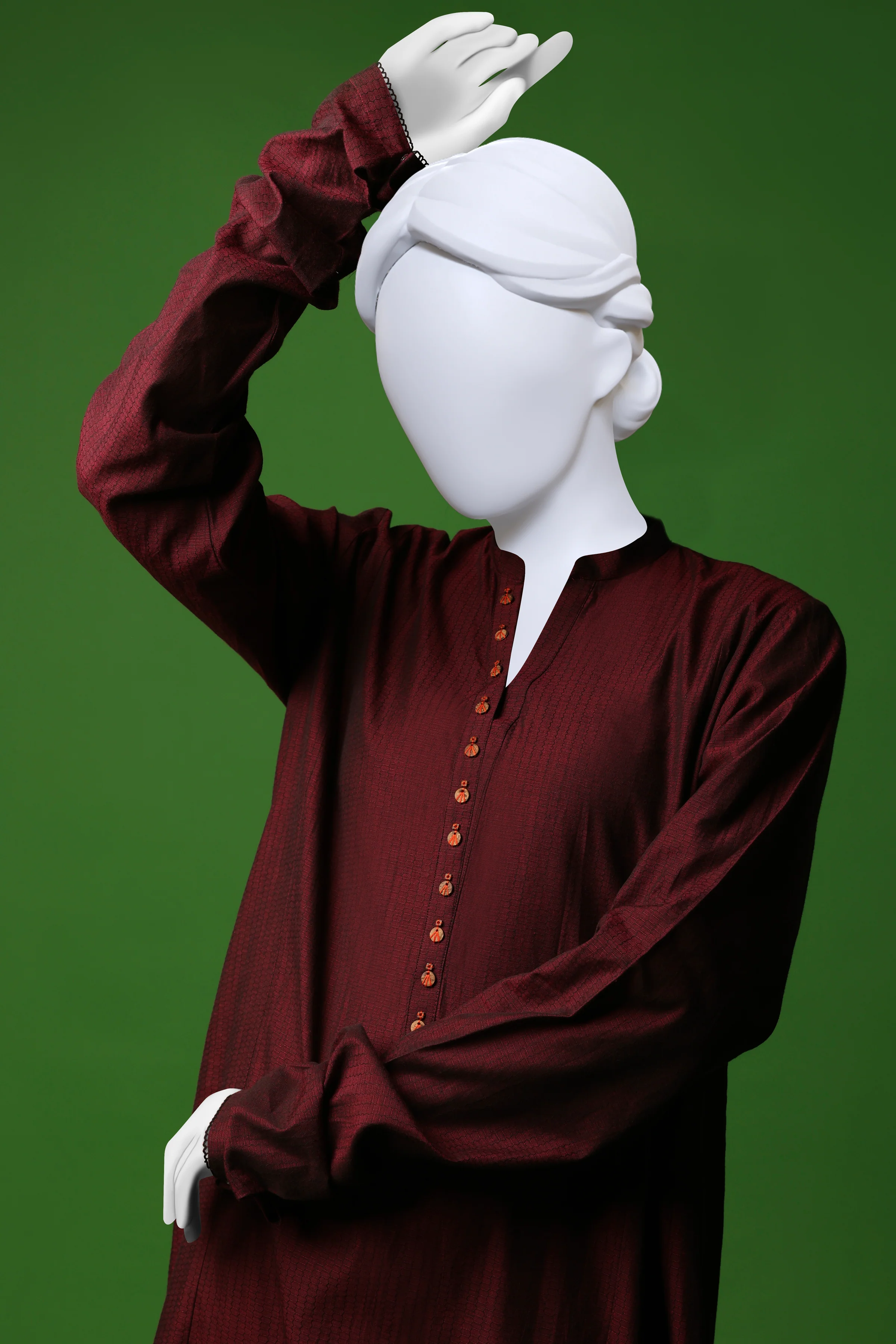MAROON JACQUARD KURTI | CCW-1PS-S-US-22-3072 HERRING BONE - Image 4